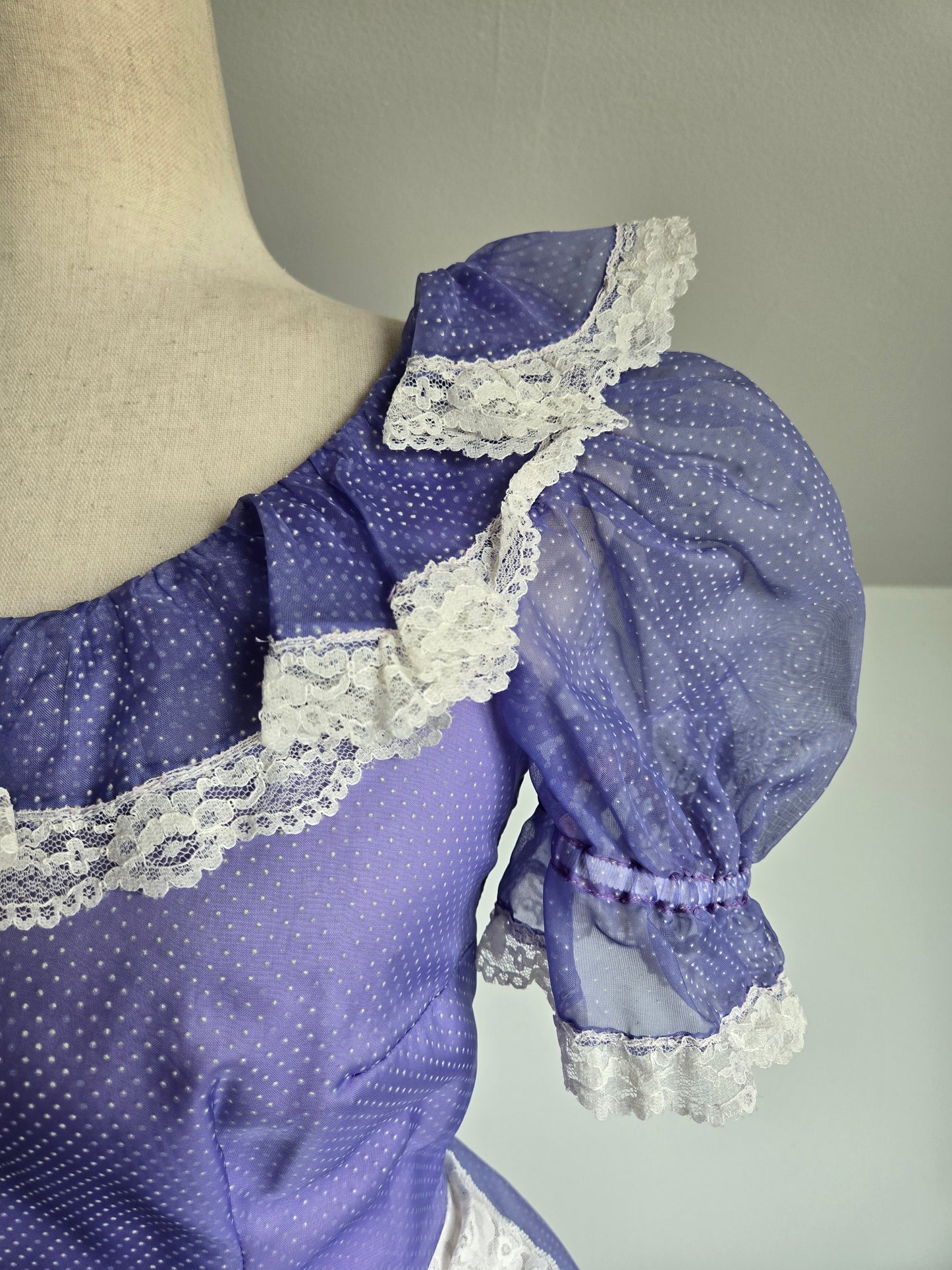 True Vintage 1960s Western Swing Dancing Dress Purple and White - XS