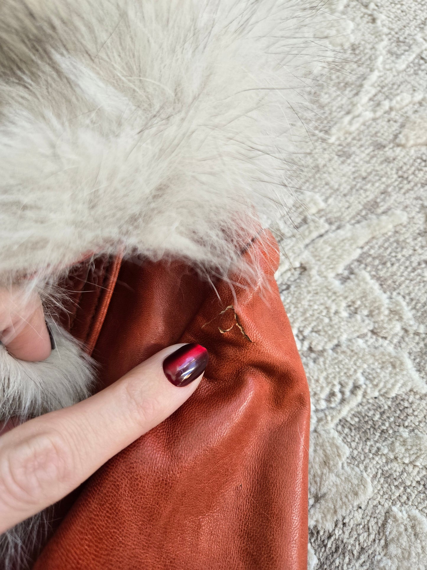 Napa Y Ante Skin Gear 1970s Patchwork Brown Leather Trench with Coyote Fur - Medium