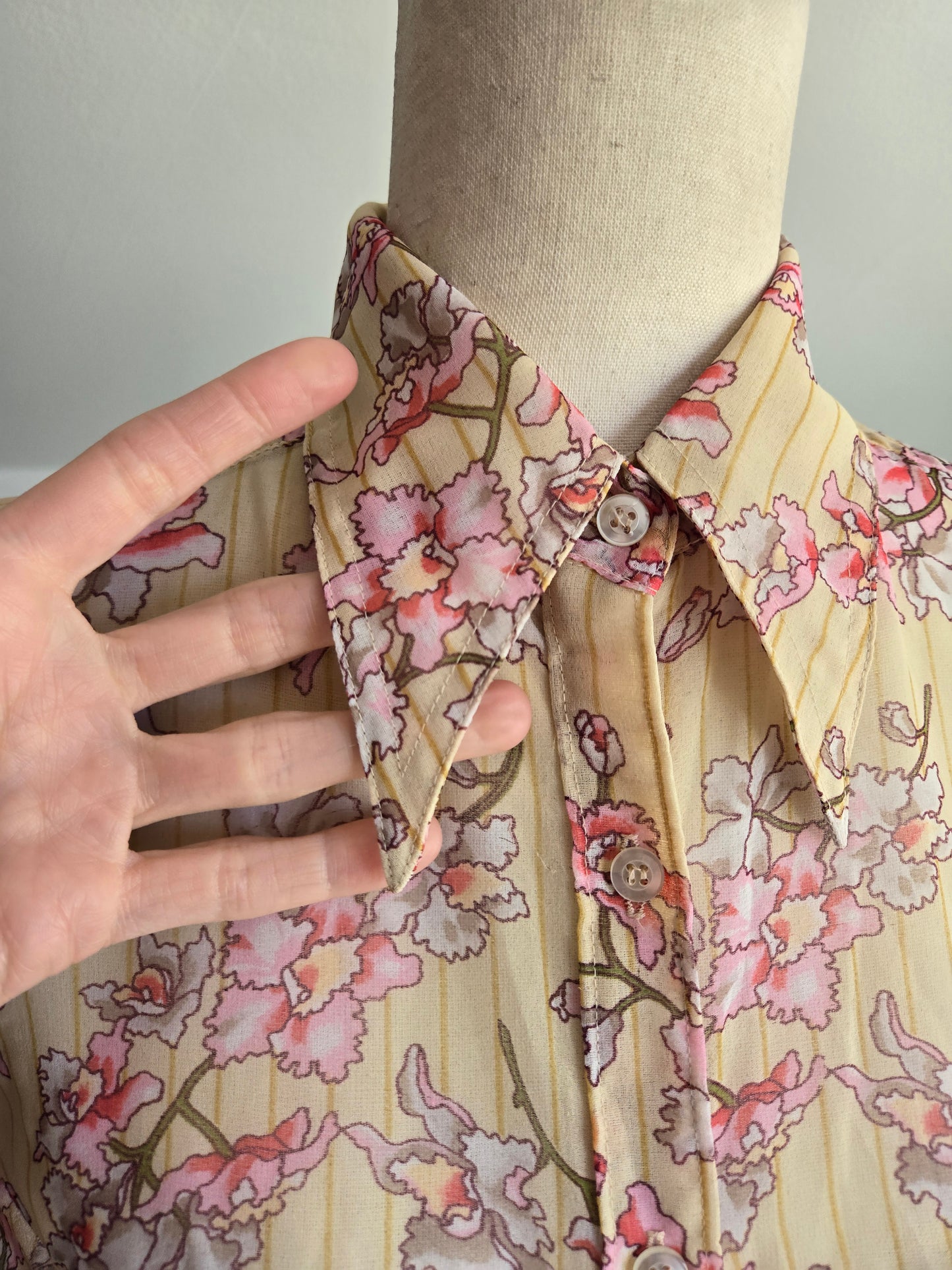 Darra Vintage 60s Western Floral Shear Top Made in Japan - XS/S