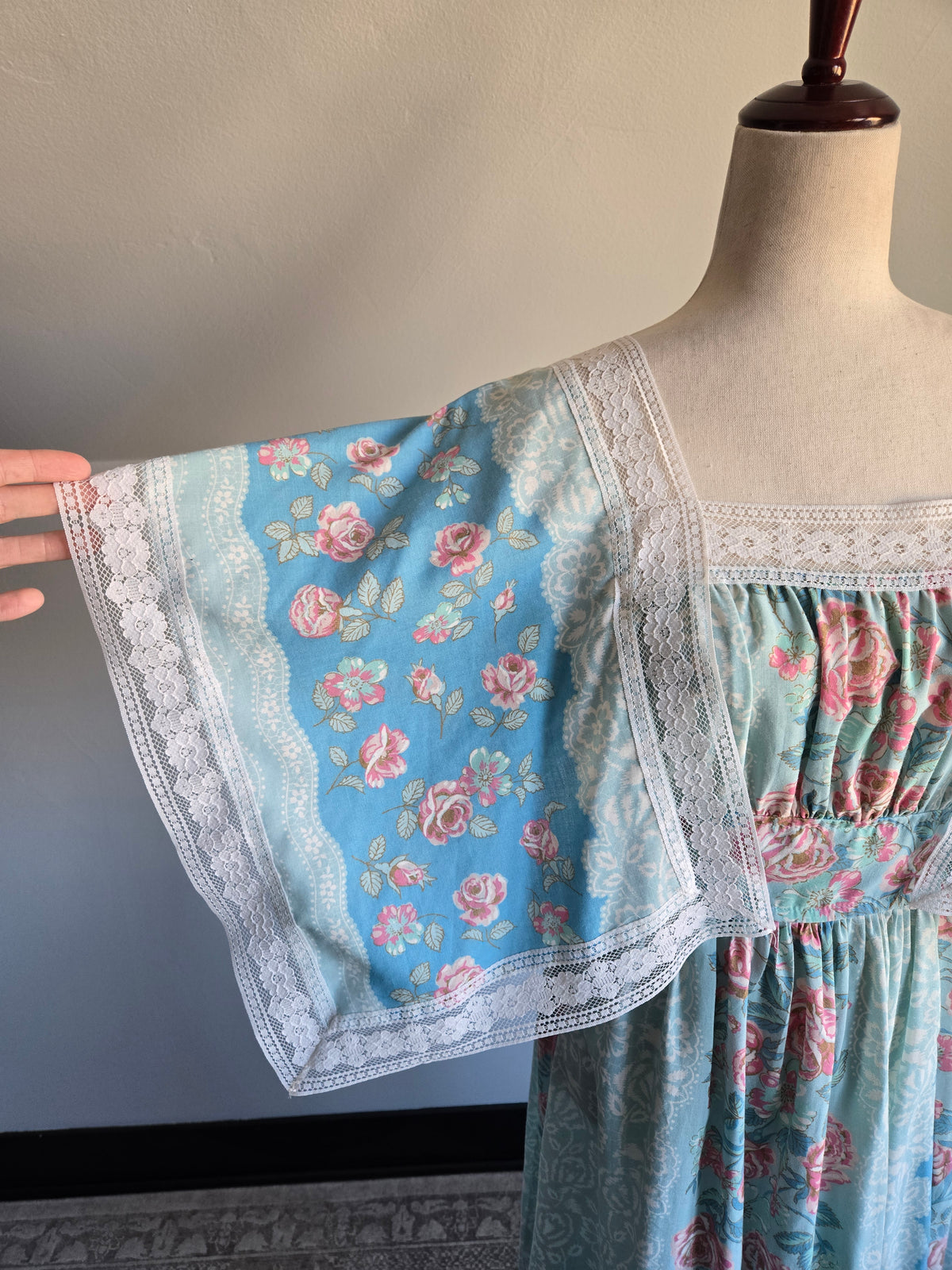 Vintage 70s Sears Cotton Floral Whimsy Dress - medium