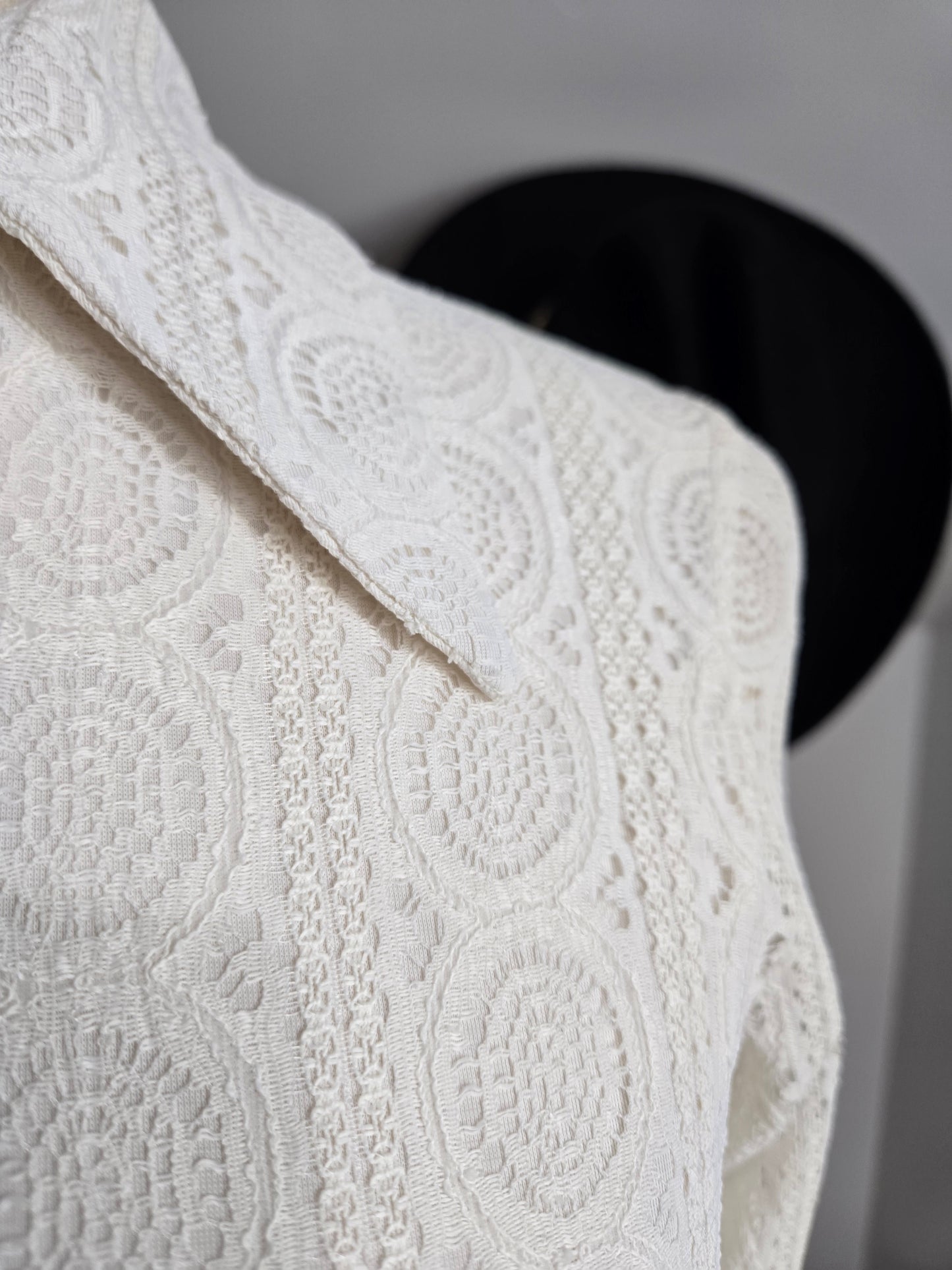 Alex Coleman Vintage 70s Lace Button Down Top - XS/S