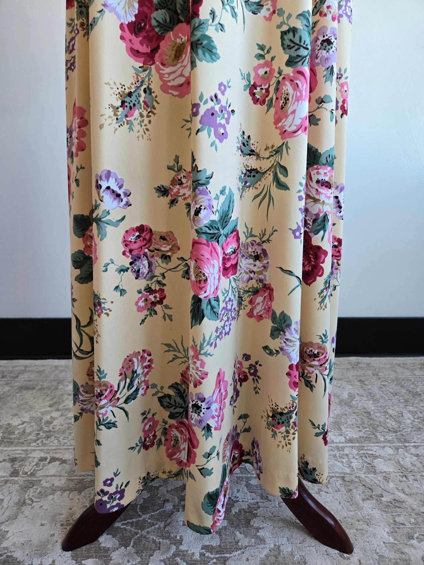 Vintage 70s Whimsical Floral Dress with Cape - S/M/L