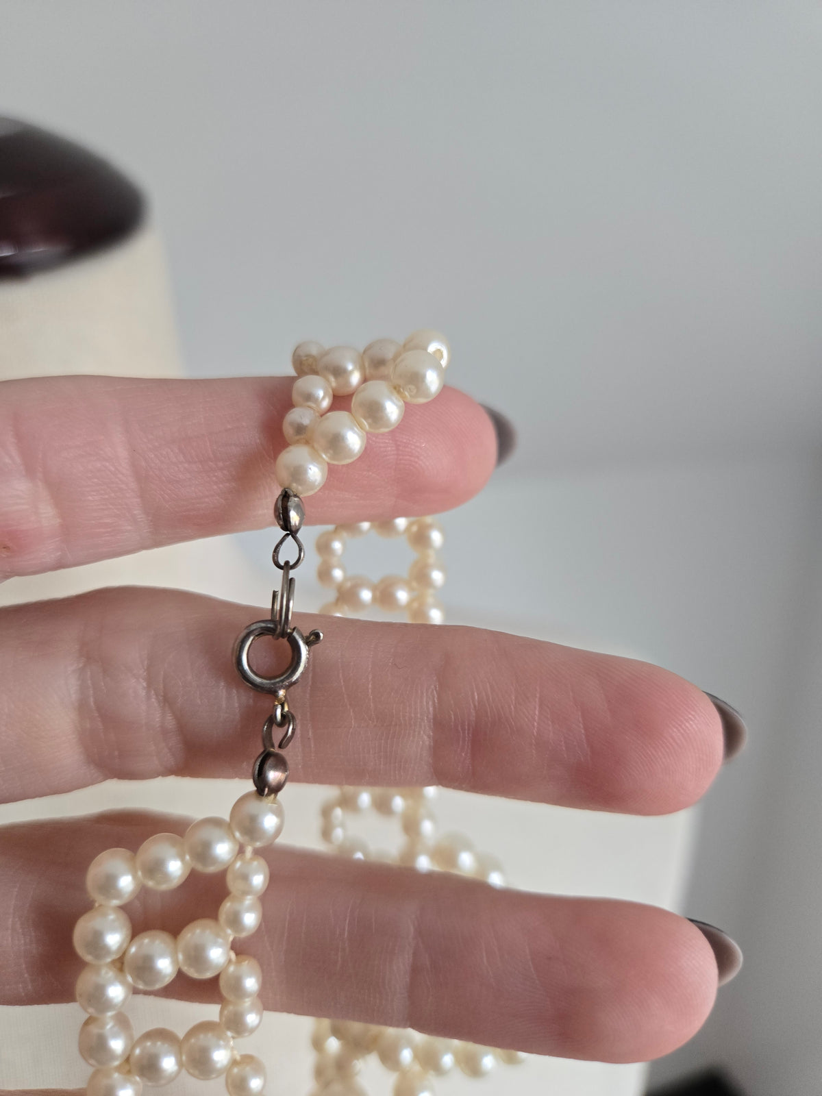 Vintage Pearl Scallop Bib Necklace