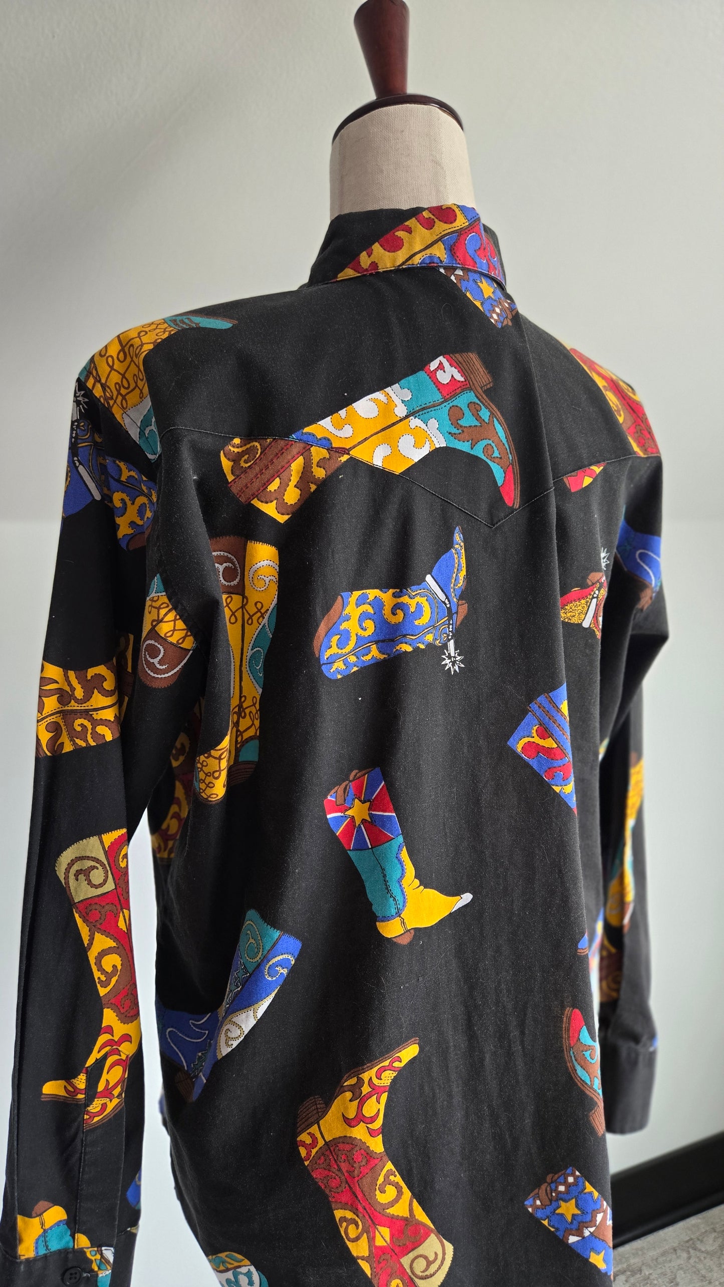 Vintage Western Cowboy Boot Shirt - Large
