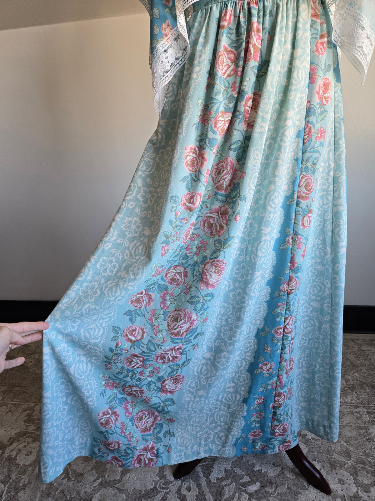 Vintage 70s Sears Cotton Floral Whimsy Dress - medium