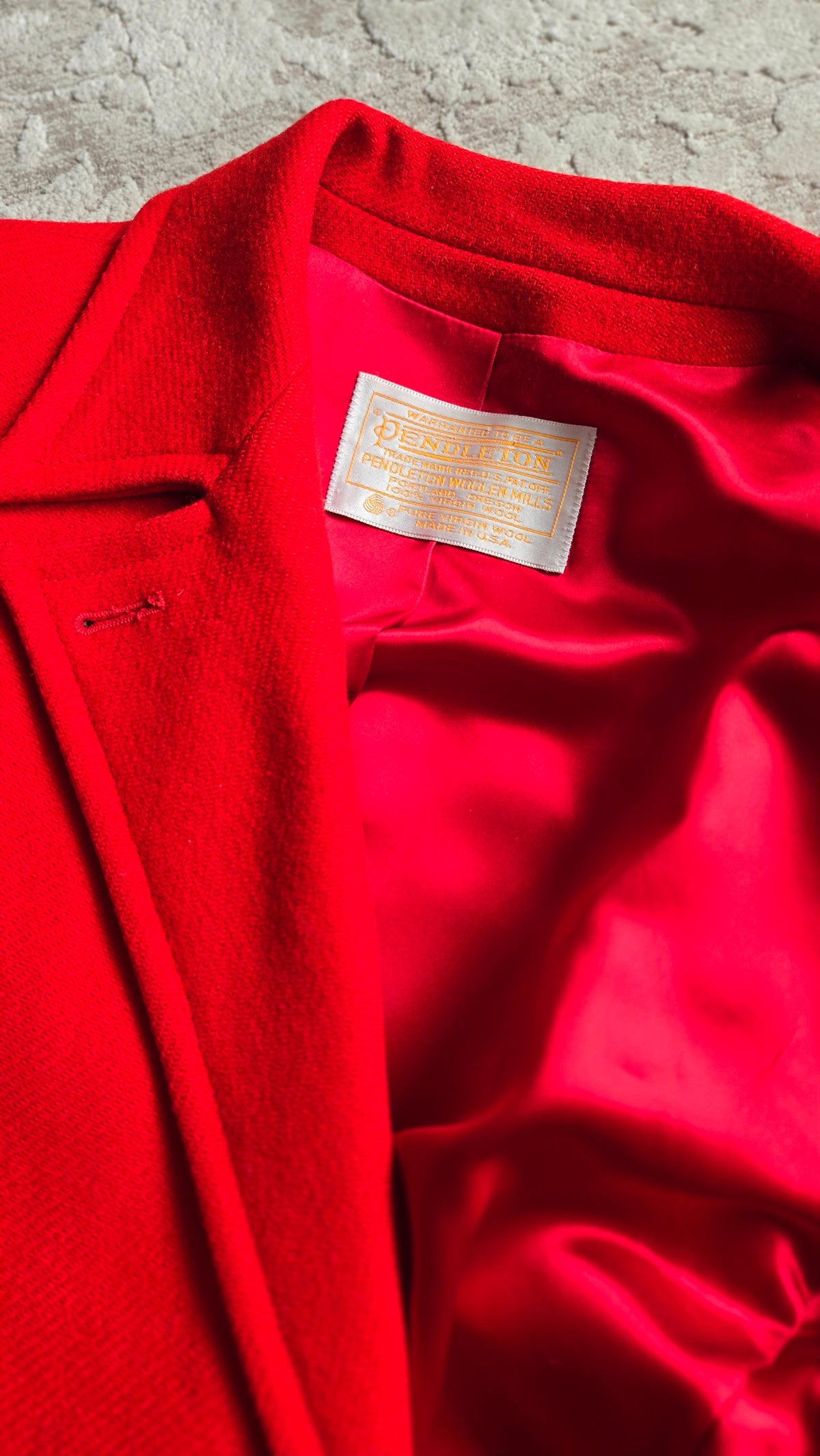 Vintage Pendleton Bright Red Wool Coat - Size 12