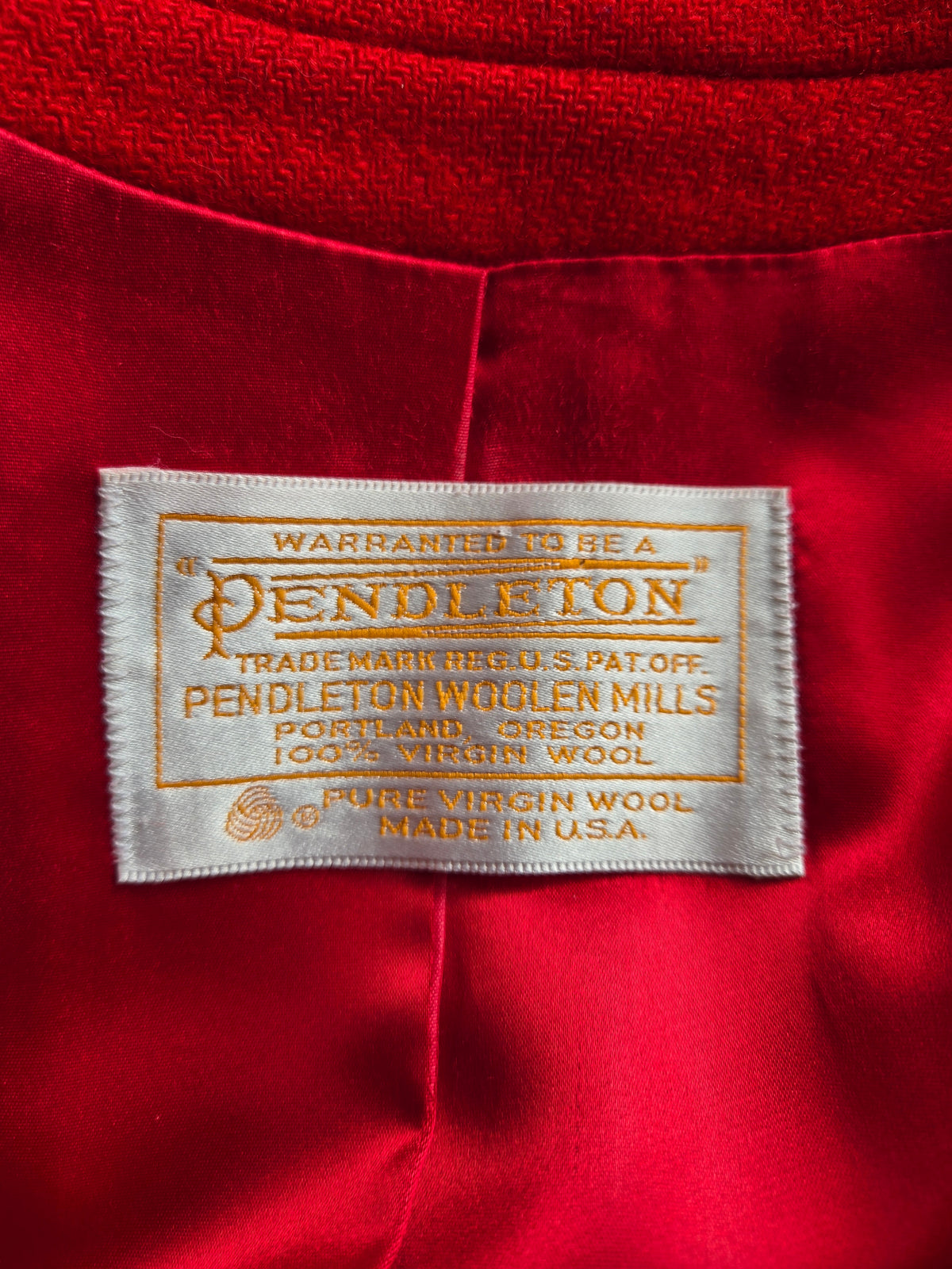 Vintage Pendleton Bright Red Wool Coat - Size 12