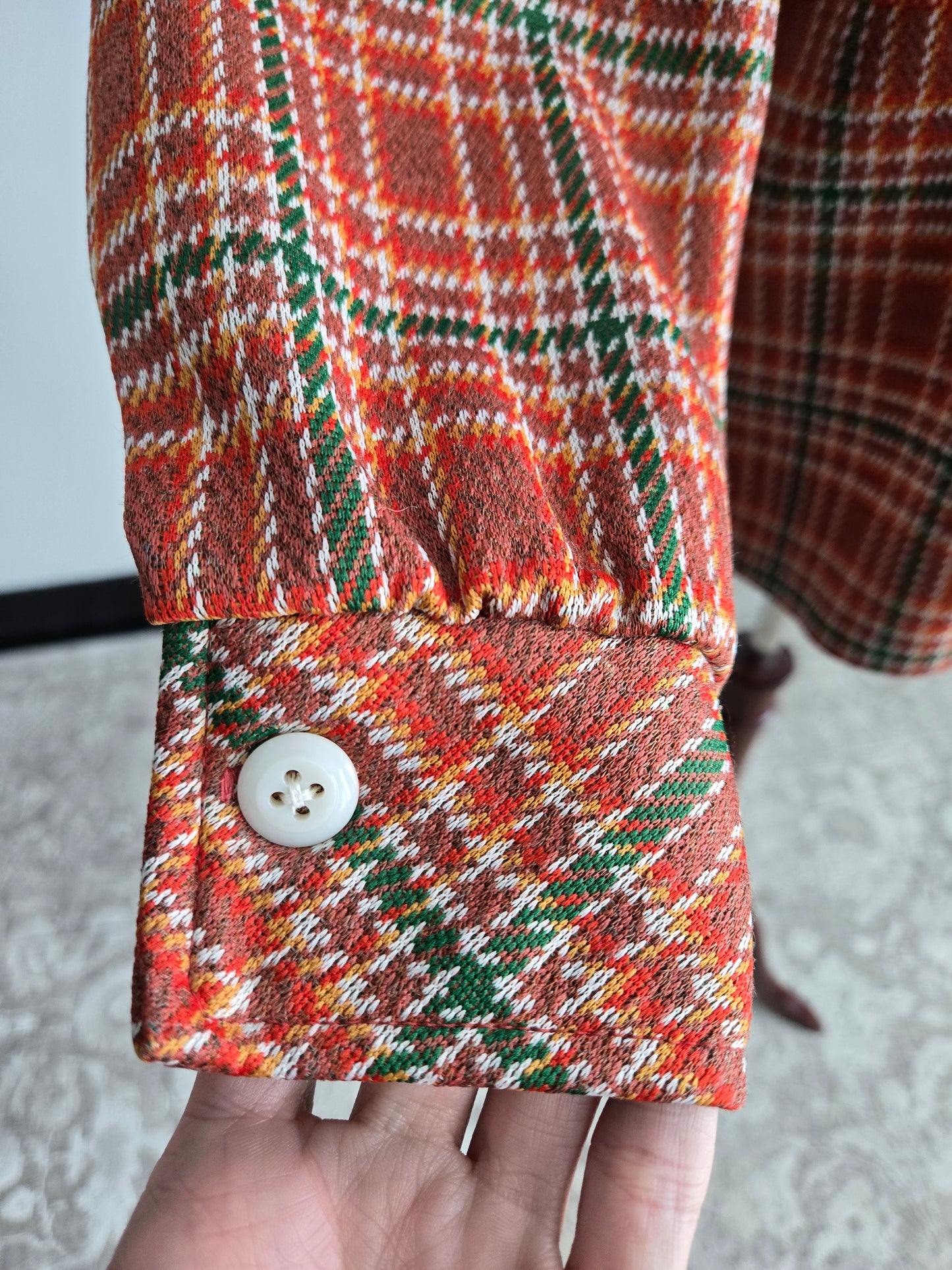 Flora Vintage 70s Plaid Two Piece Pant Set - Medium