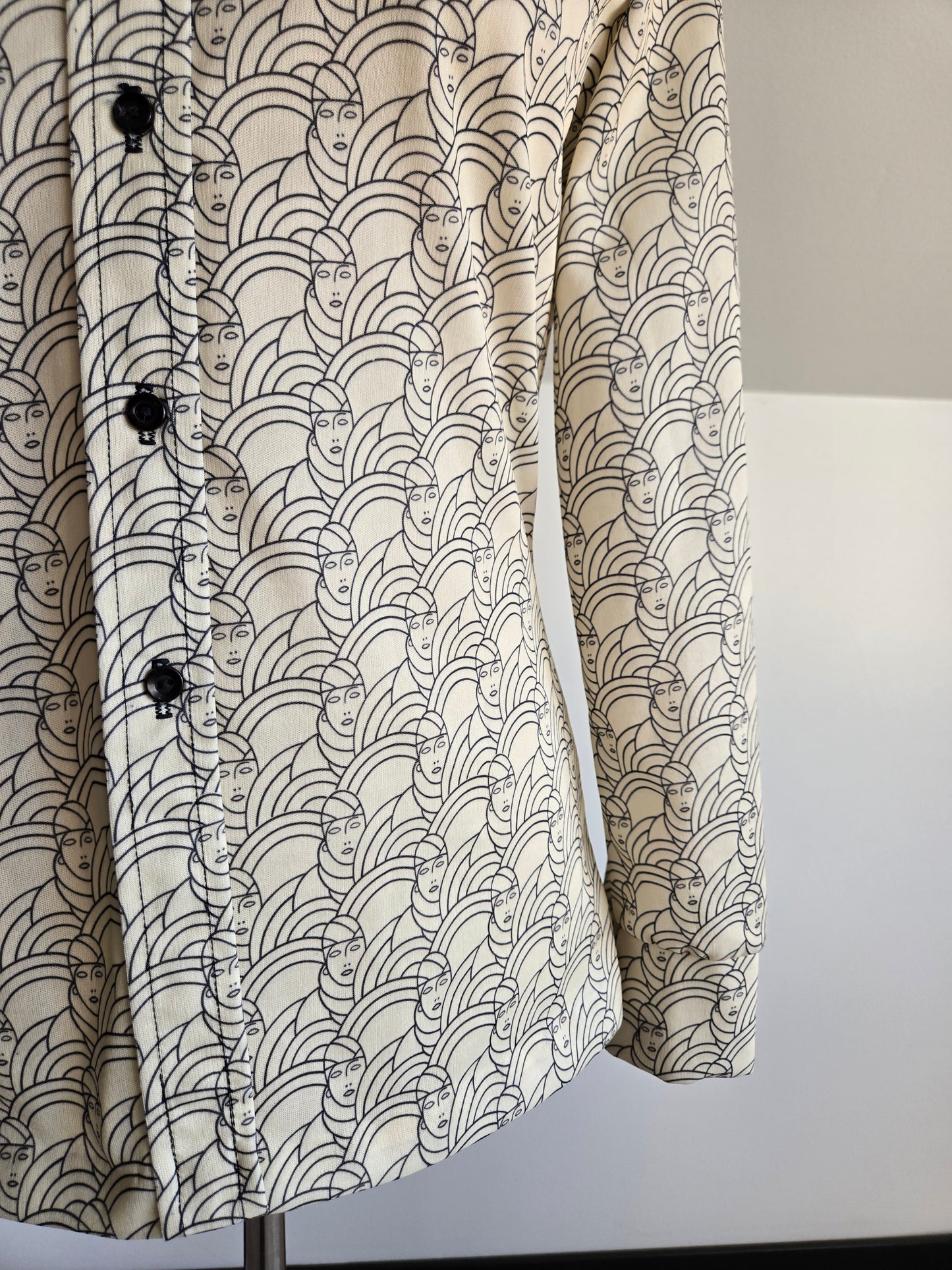 Jack Winter Vintage Art Deco Novelty Print Top - Small