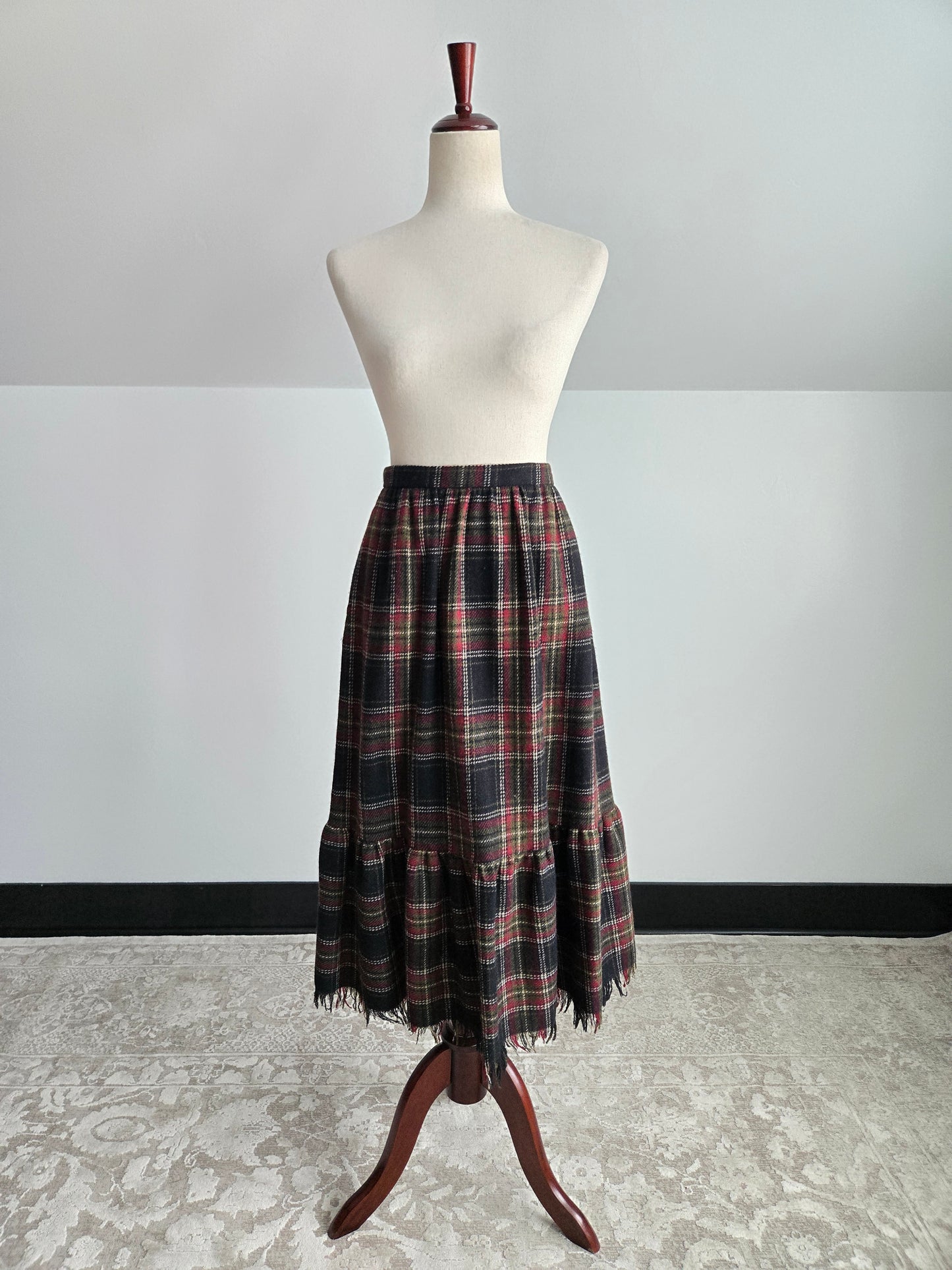 Dana Point California Vintage 80s Wool Plaid Blanket Skirt - W28"
