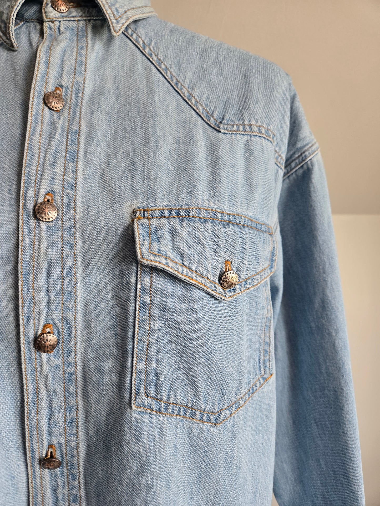 Jake Stuart Denim Shirt with Cowboy Boot Embroidery - M/L
