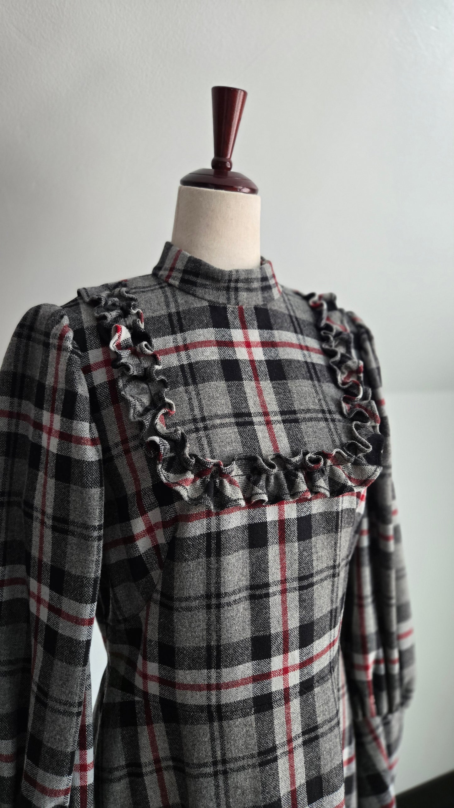 Vintage 70s Wool Plaid Dress - Medium