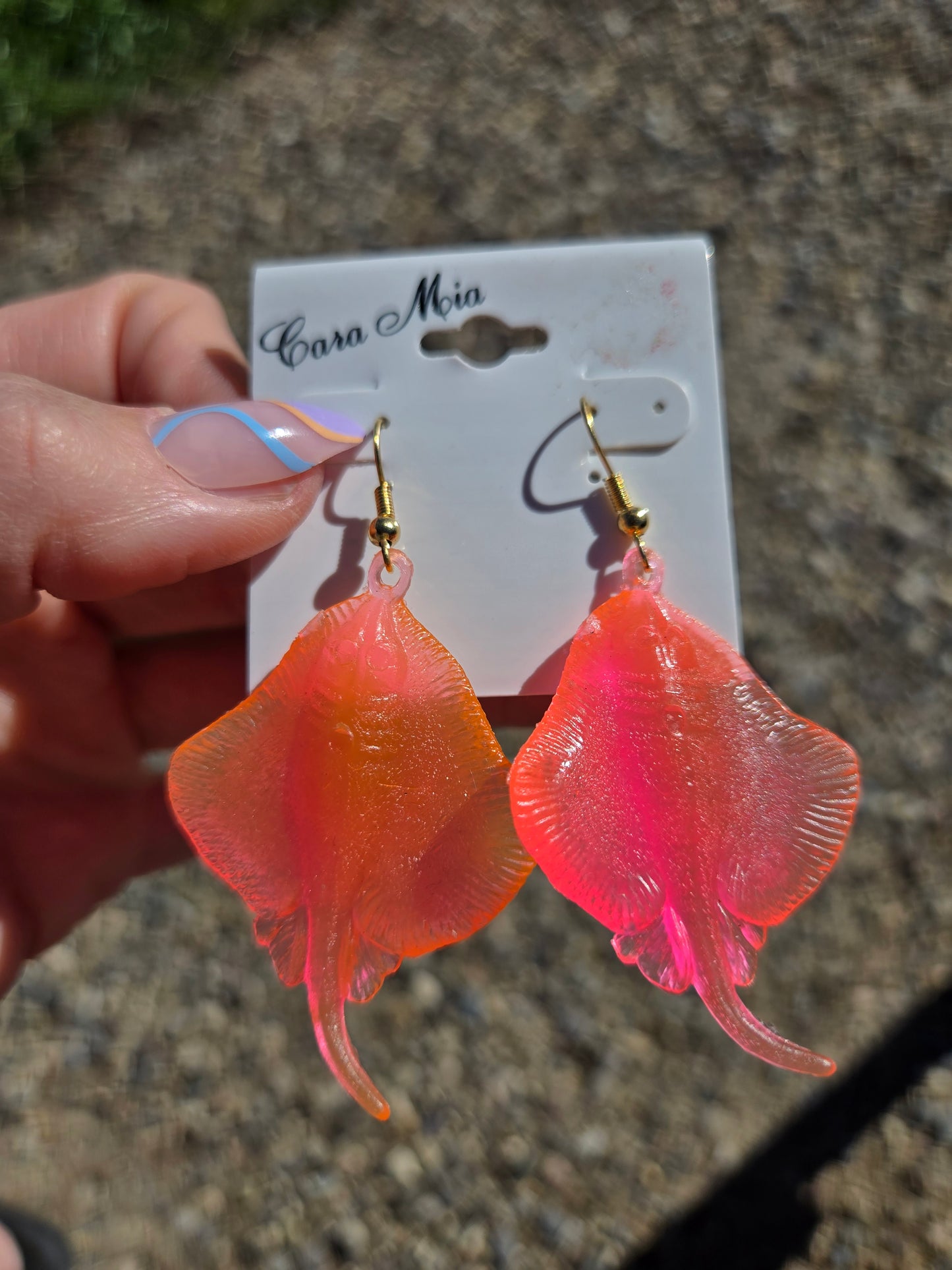 Deadstock Cara Mia Pink Rubber Singray Earrings - #2