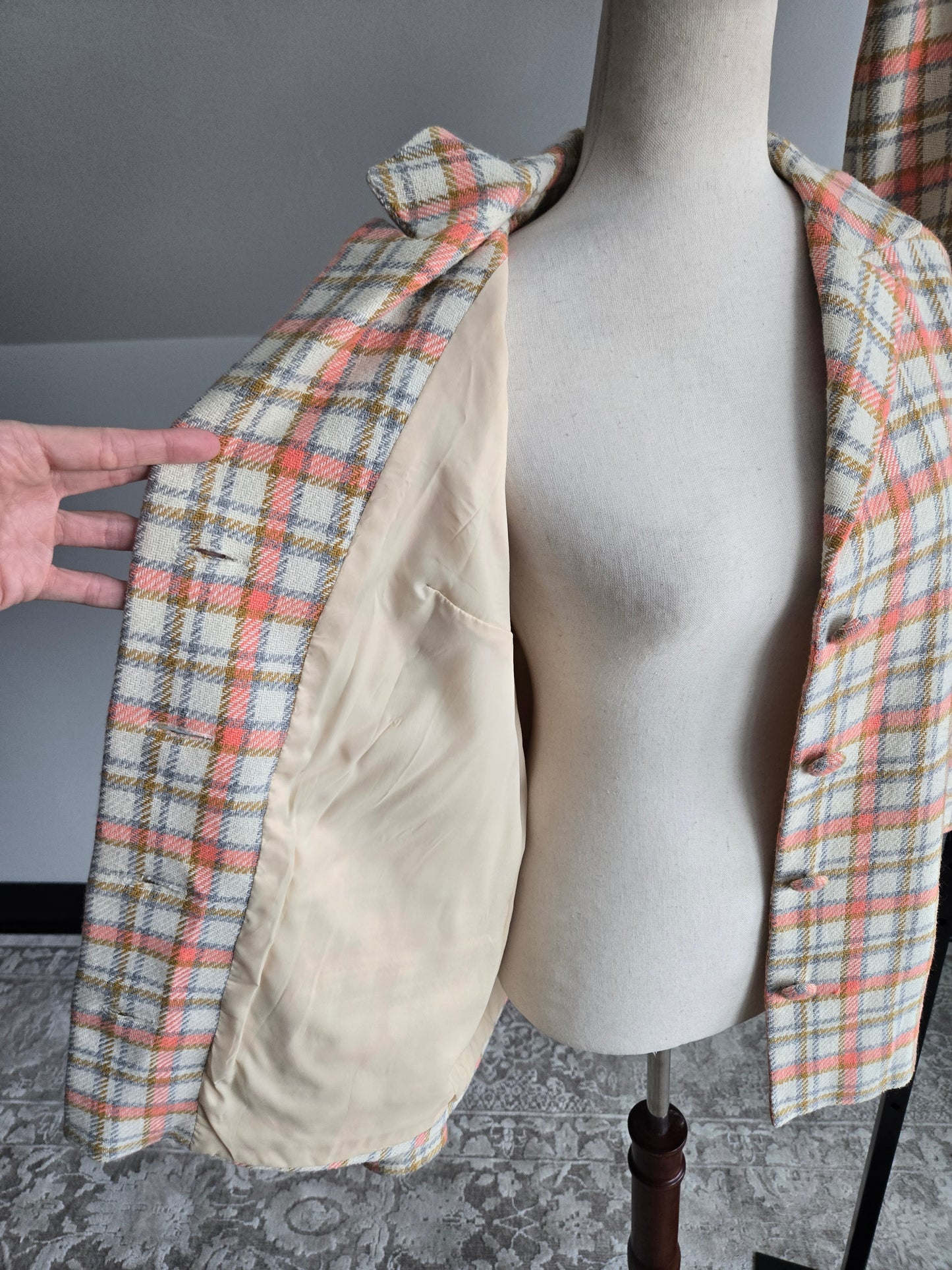 Vintage 70s Plaid Blazer and Skirt Two Piece Set - Medium/Large