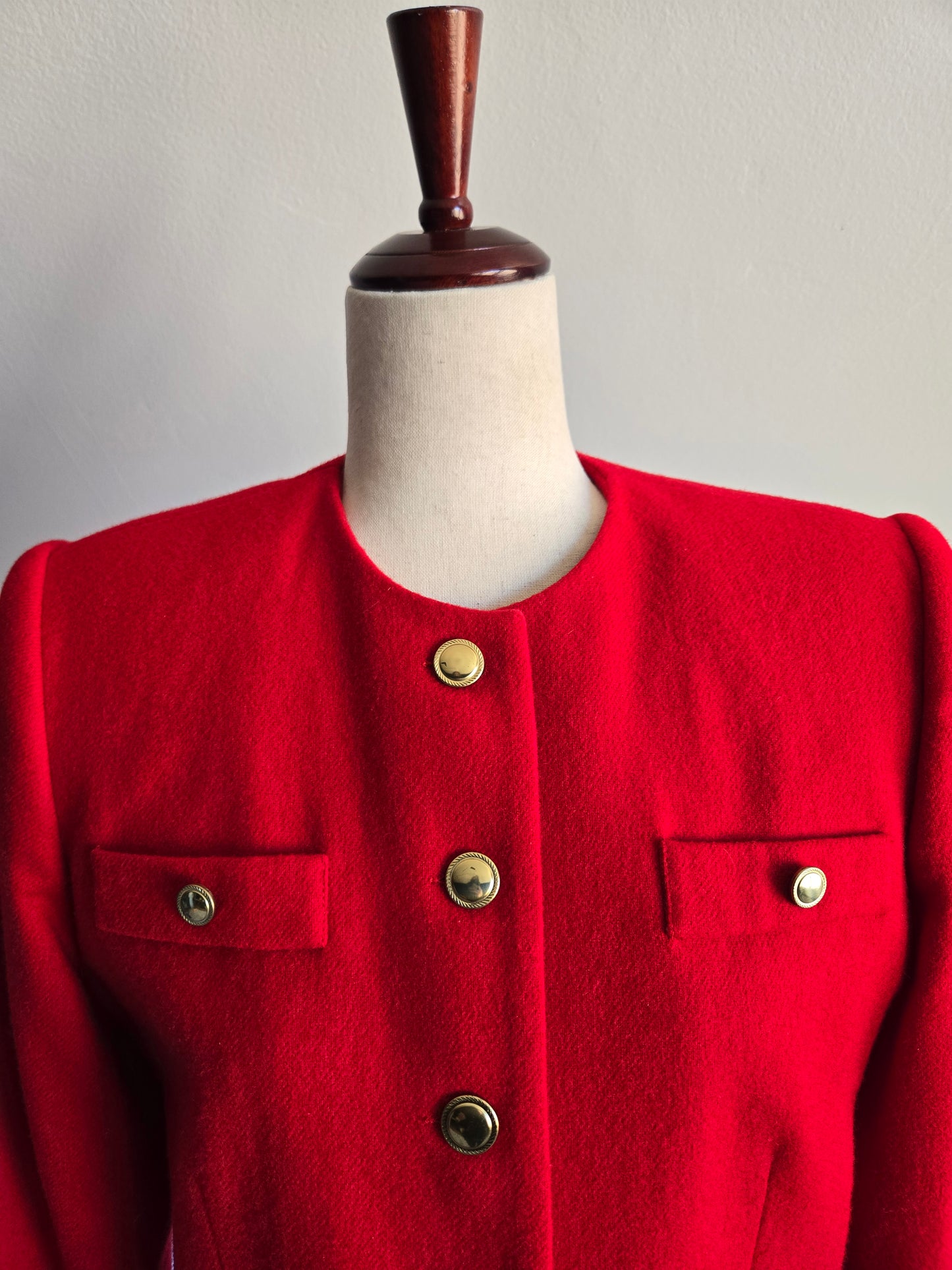 Vintage Michelle Red Cropped Wool Blazer - Small