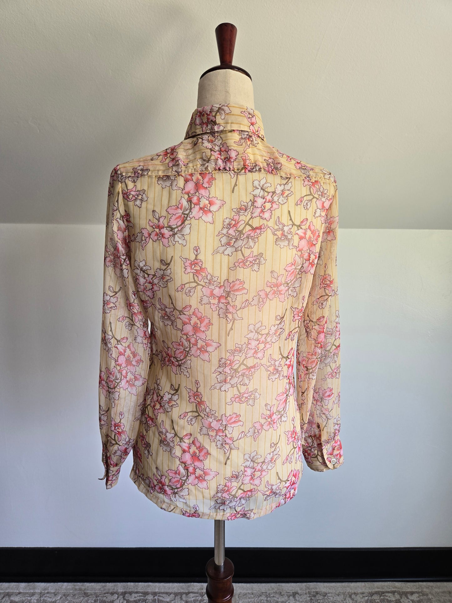 Darra Vintage 60s Western Floral Shear Top Made in Japan - XS/S