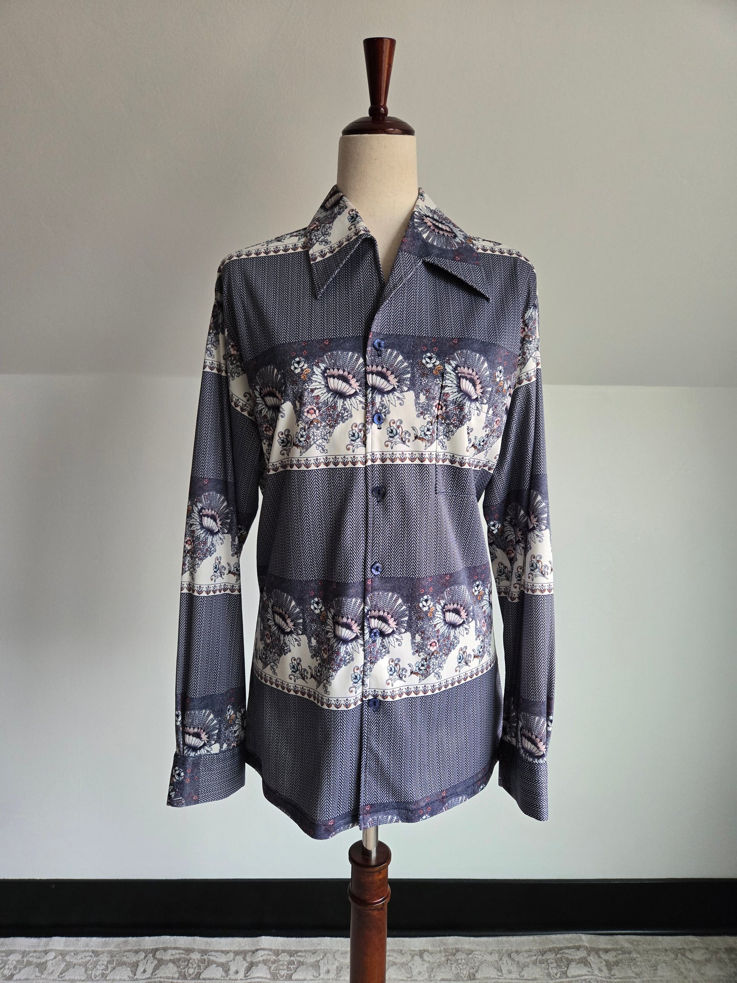 Joel Vintage 70s Navy Print Top - large