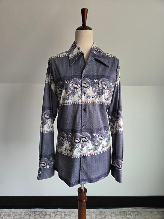Joel Vintage 70s Navy Print Top - large
