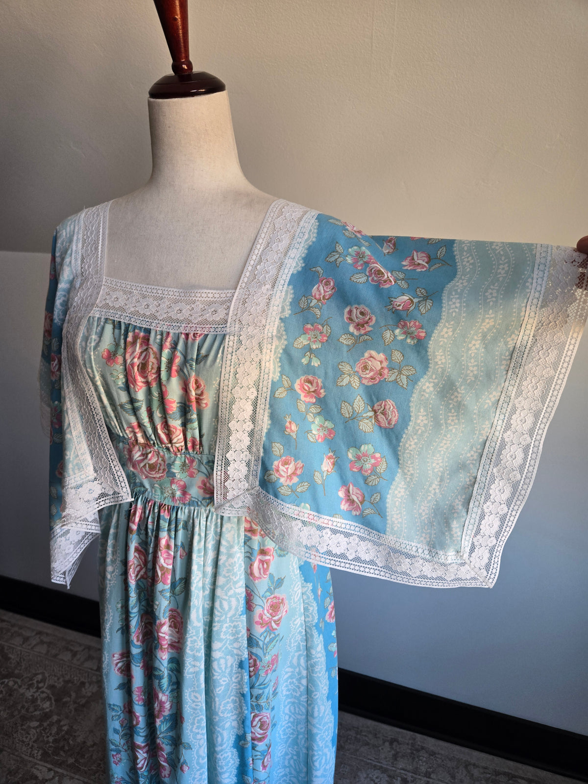 Vintage 70s Sears Cotton Floral Whimsy Dress - medium
