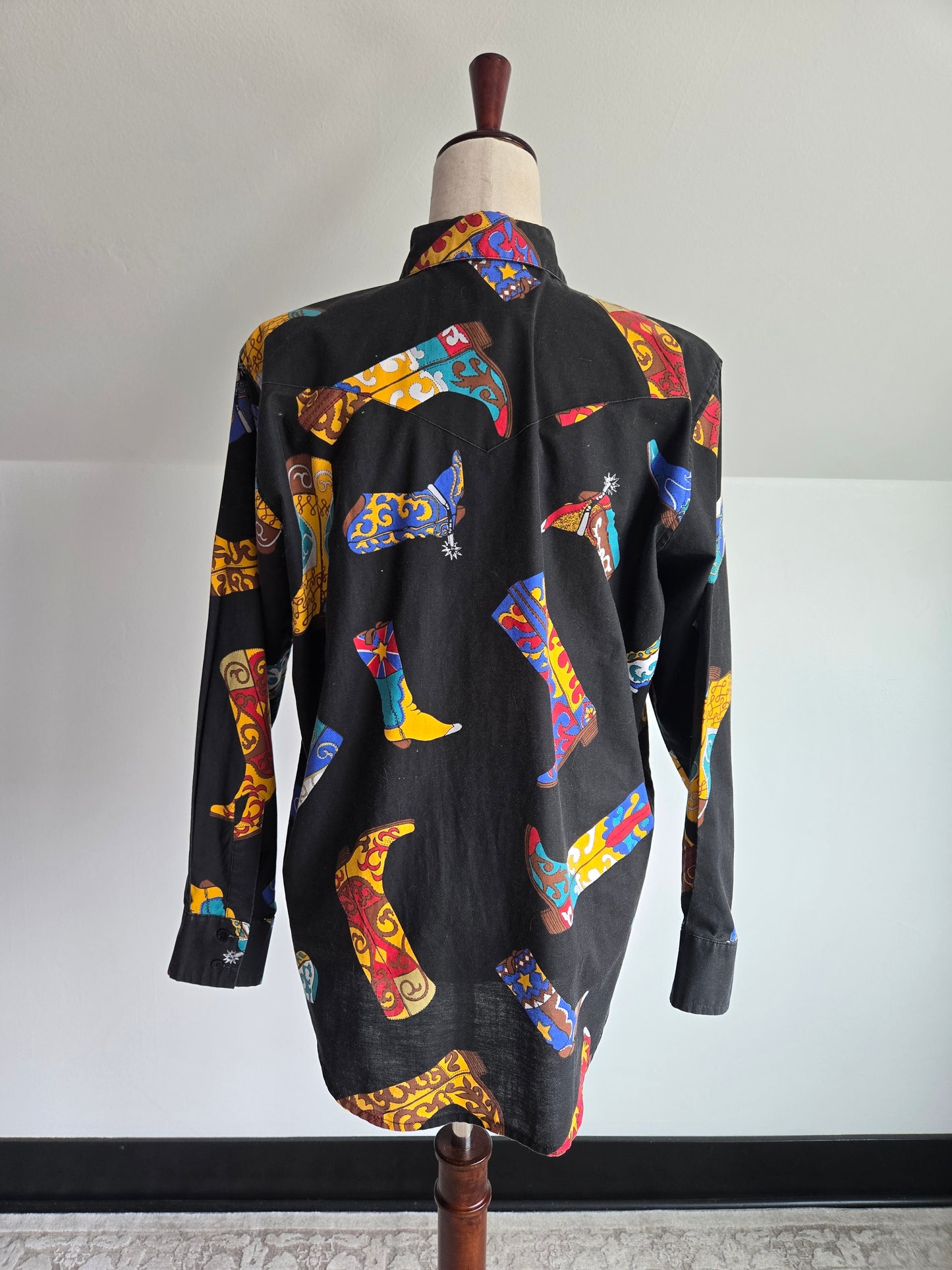 Vintage Western Cowboy Boot Shirt - Large