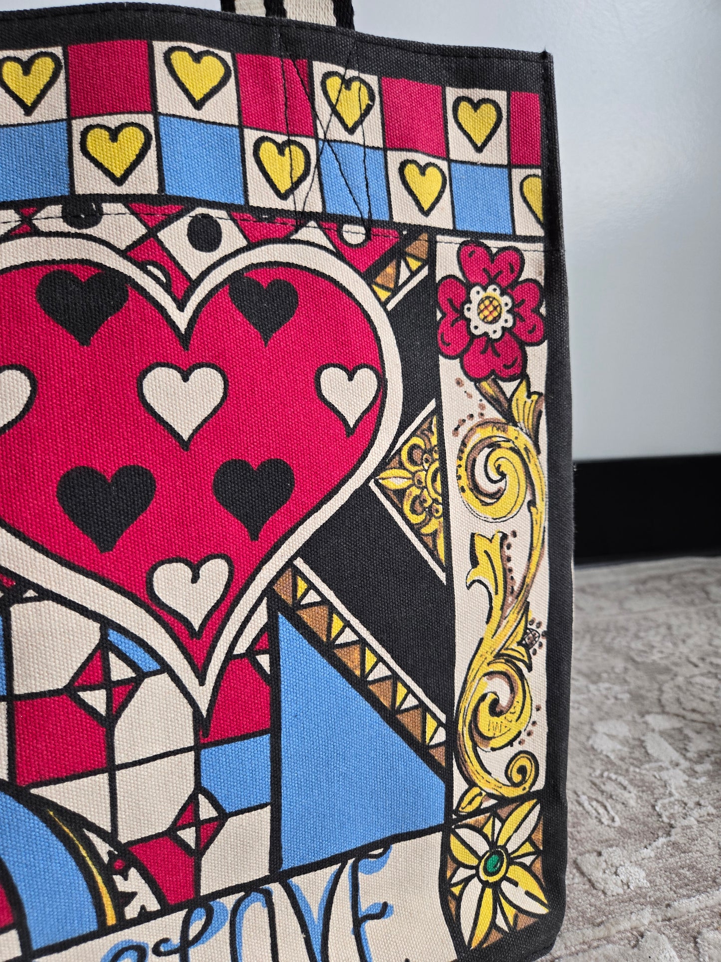 Brighton Queen of Hearts Cotton Canvas Large Tote