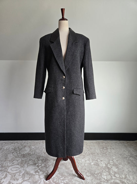 Pioneer Wear Vintage Long Blazer Jacket with Leather Collar - Large