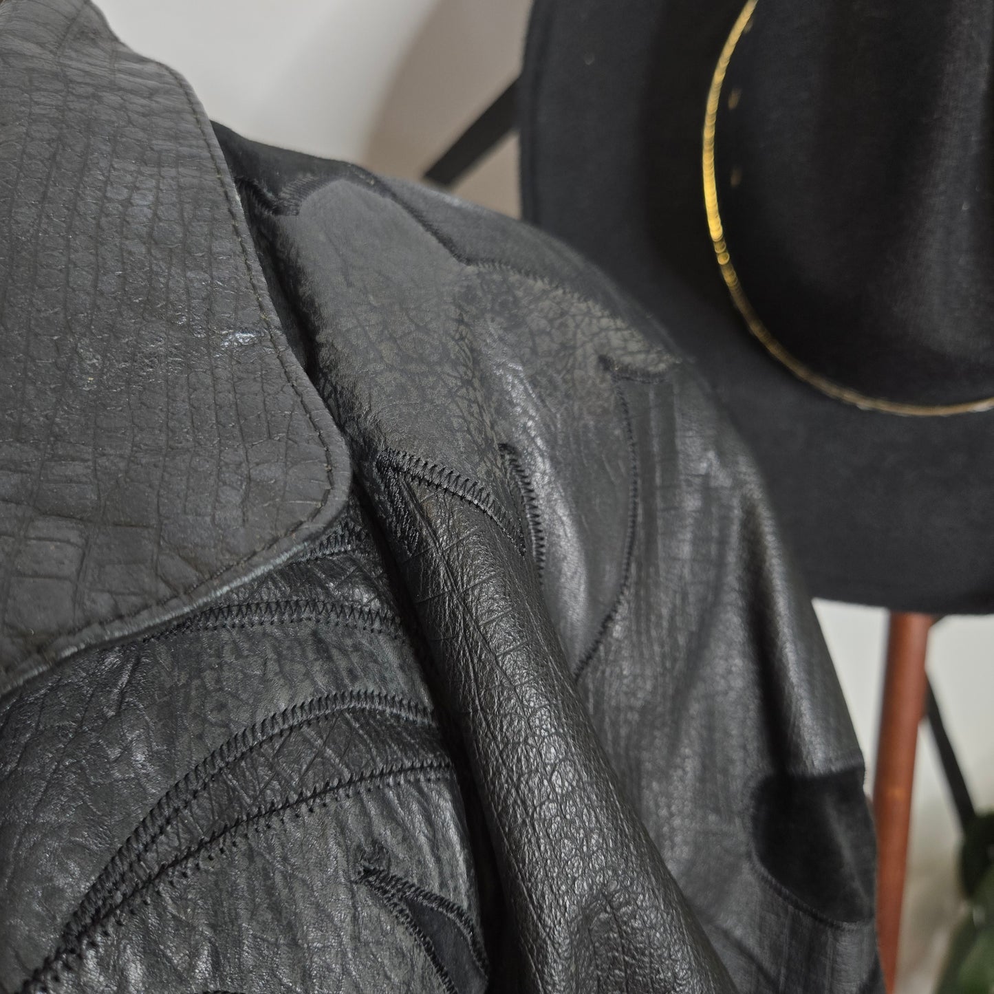 M. Julian 80s Vintage Black Suede Leather Fringe Jacket - Size 42