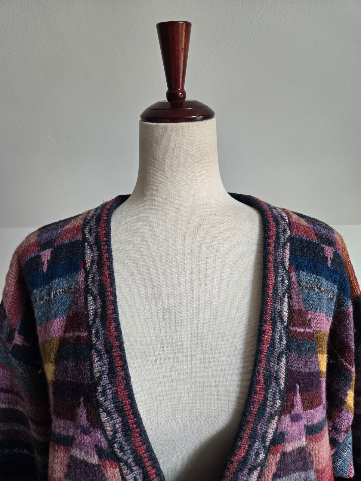 Vintage Eddie Bauer Colorful Patterned Wool Cardigan - L/XL
