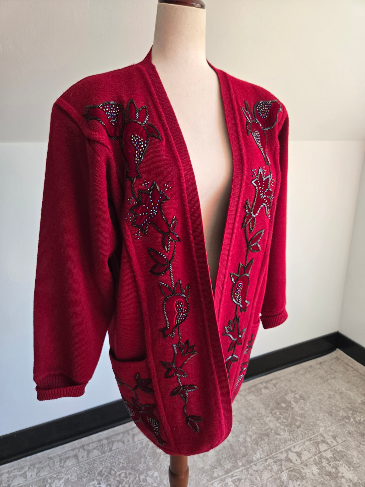 YaLei High End Beaded Wool Cardigan Sweater - XL