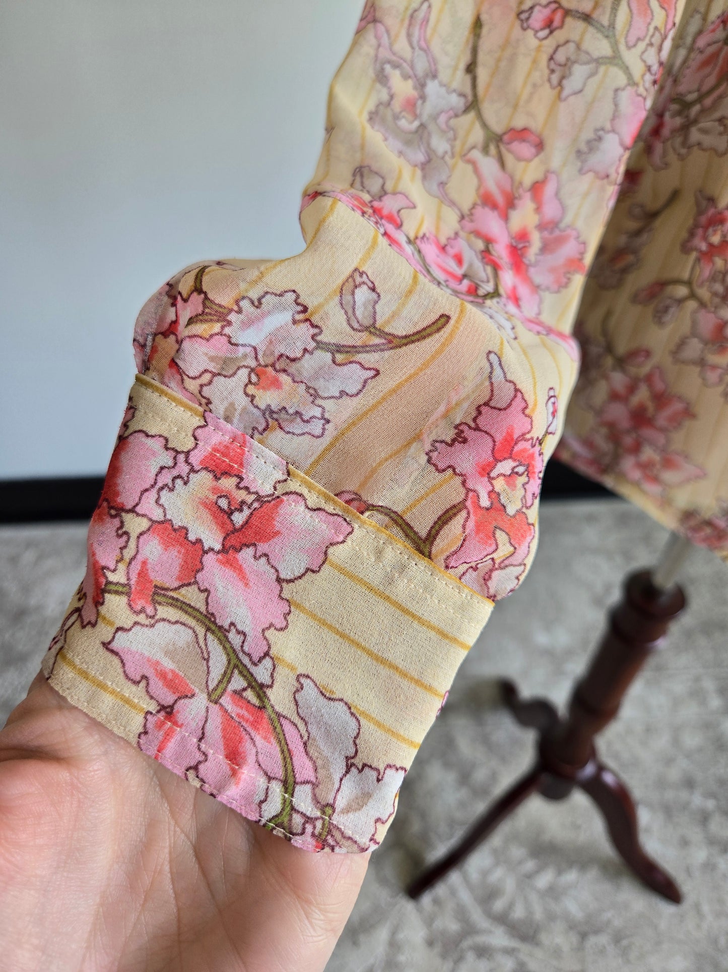 Darra Vintage 60s Western Floral Shear Top Made in Japan - XS/S