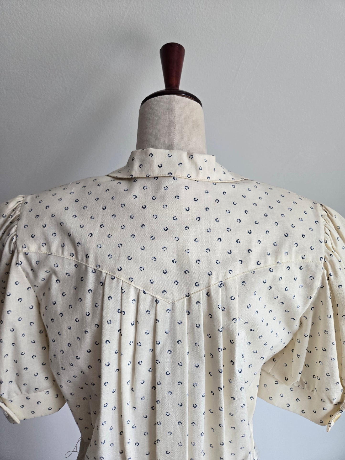 Trego's Westwear Vintage Cotton Dress with Horseshoe Print - Large