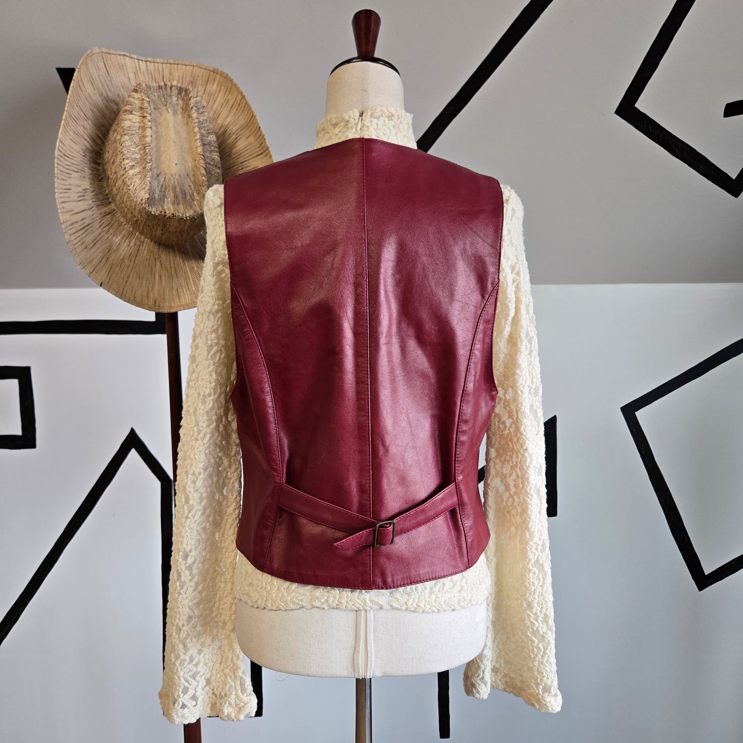 Solvang California Buttery Soft Burgundy Genuine Leather Vest - medium