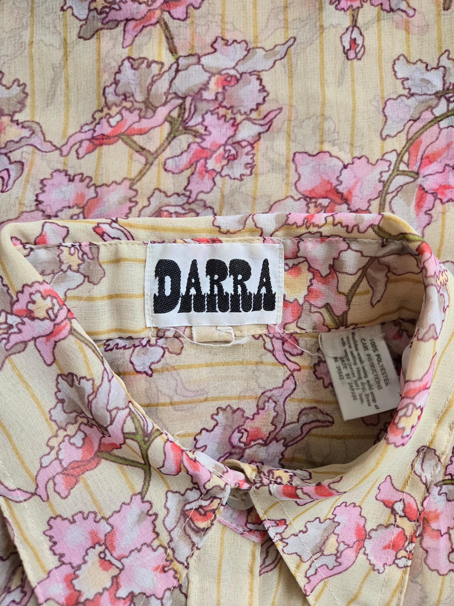 Darra Vintage 60s Western Floral Shear Top Made in Japan - XS/S