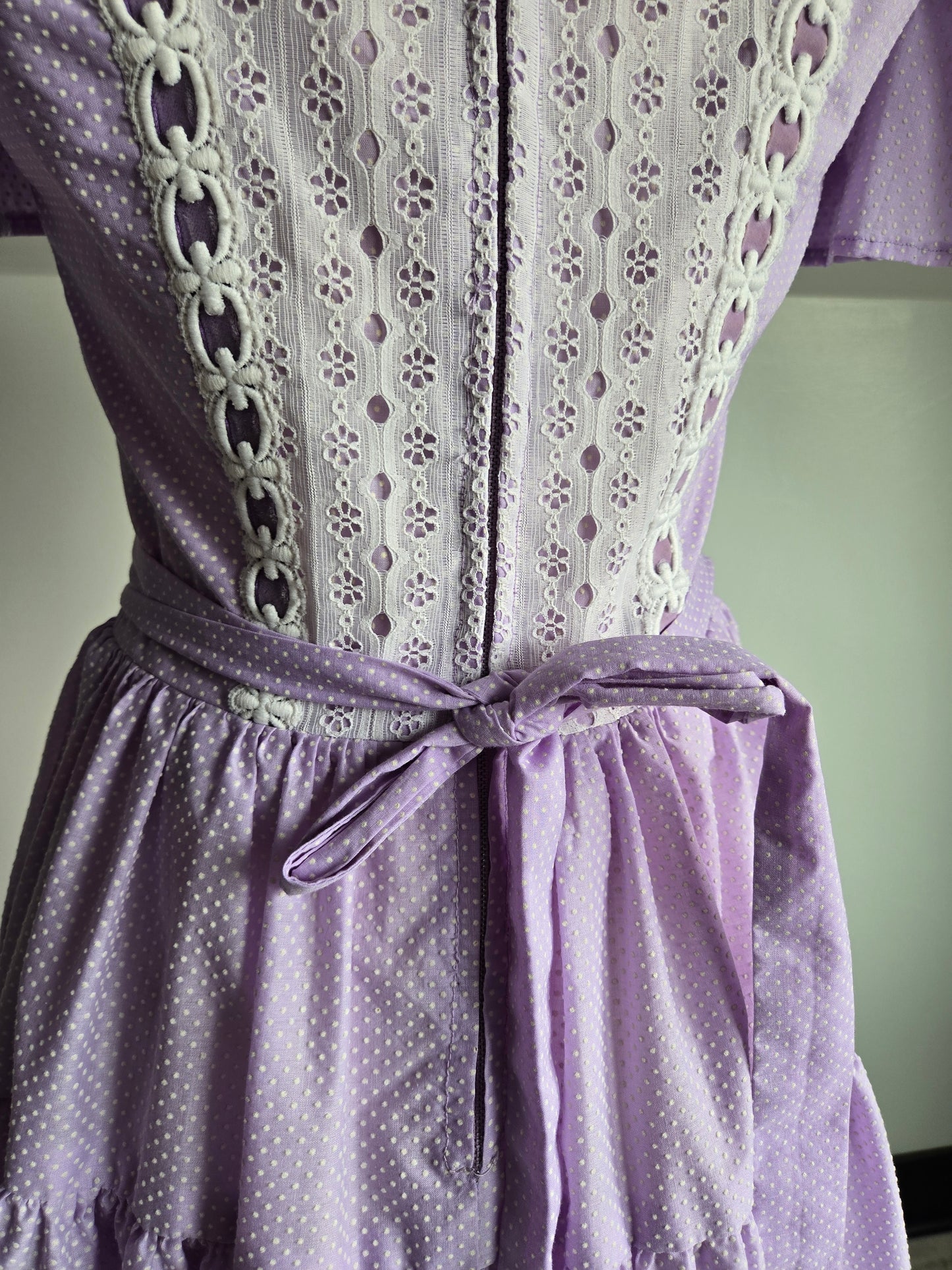 True Vintage 1950s Western Swing Dancing Dress Lavender and White - S/M