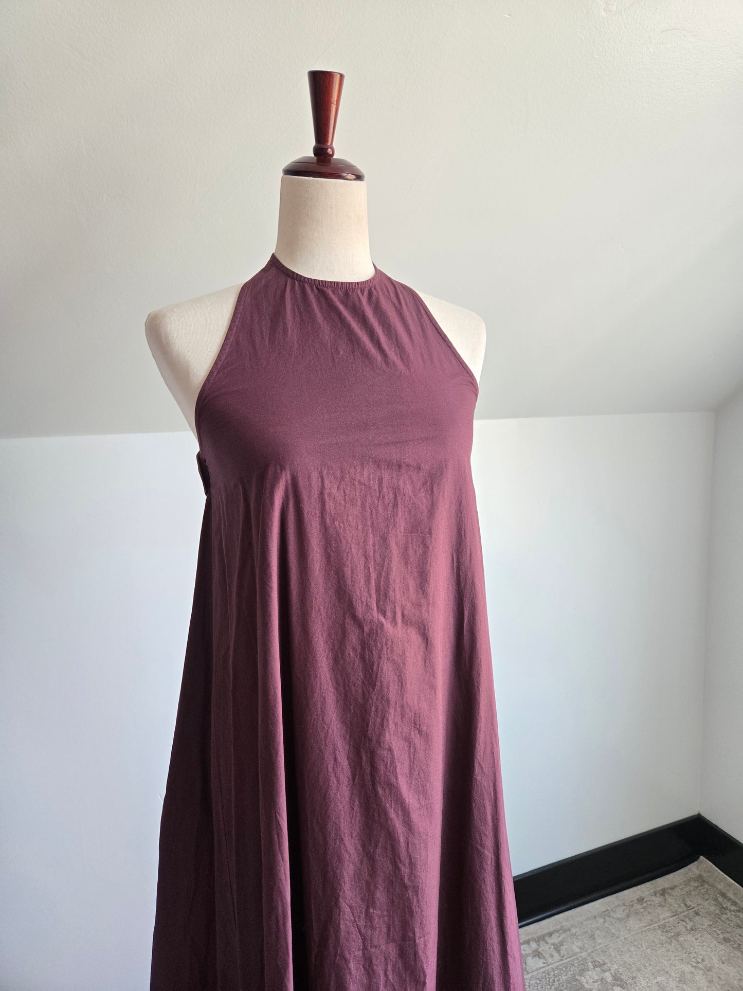 Free People Plum Purple Cotton Halter Dress - SX/S/M