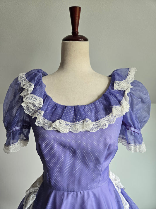 True Vintage 1960s Western Swing Dancing Dress Purple and White - XS