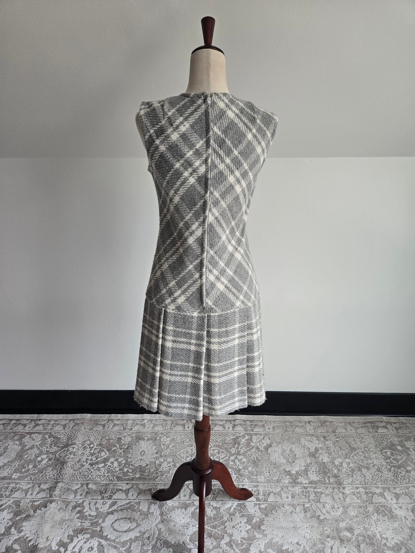 Vintage 1950s Fritzi of California Wool Woven Plaid Dress - S/M
