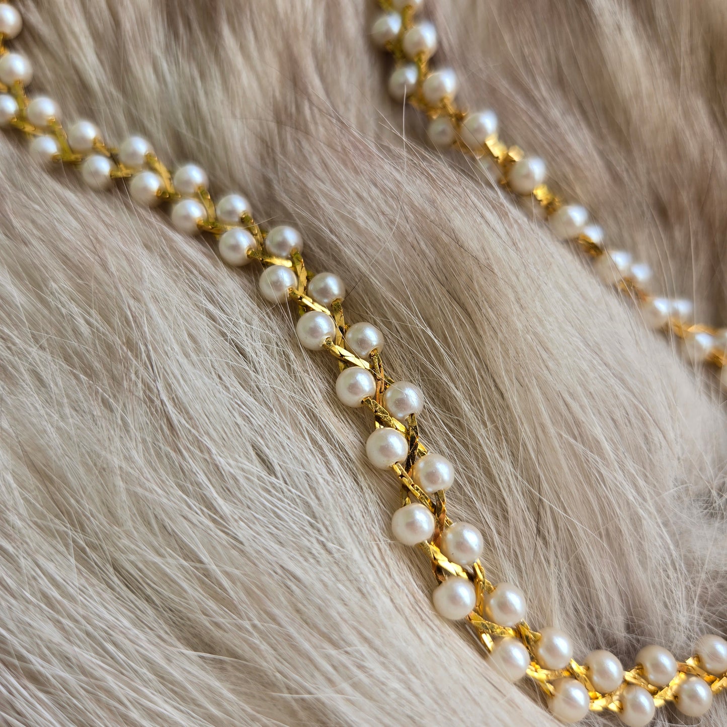 Vintage Gold and Pearls Braided Necklace