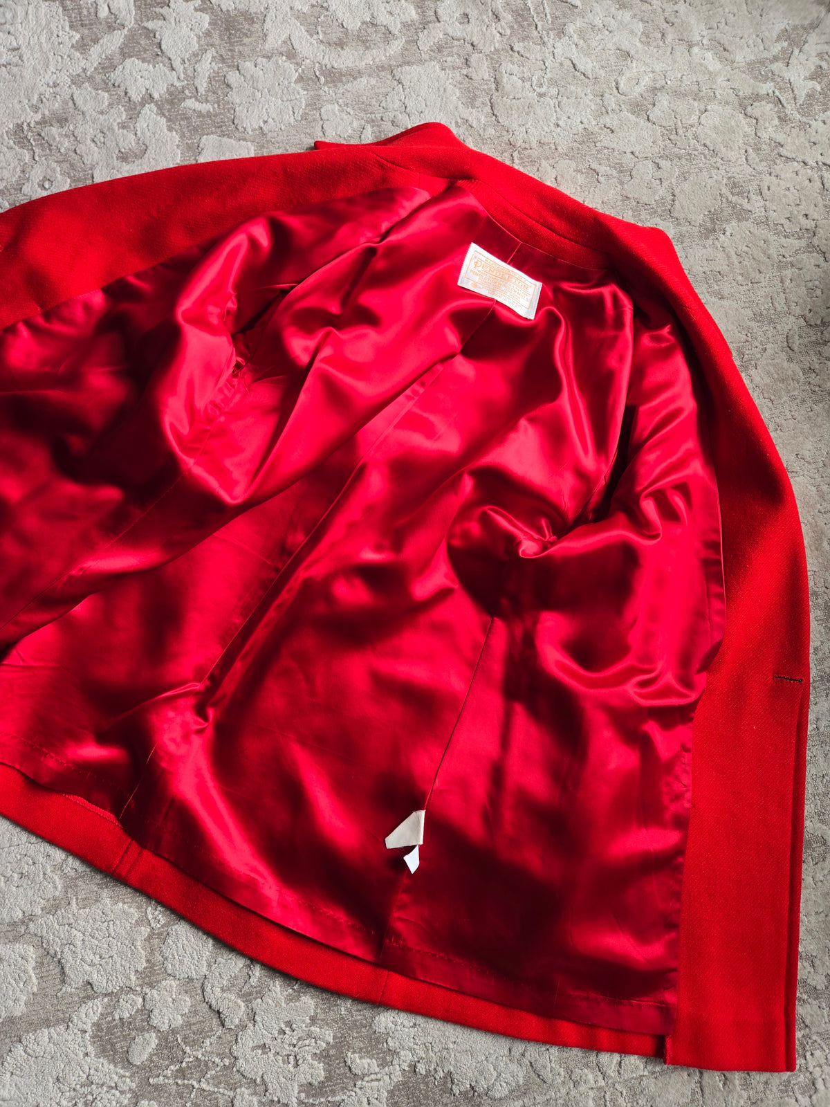 Vintage Pendleton Bright Red Wool Coat - Size 12