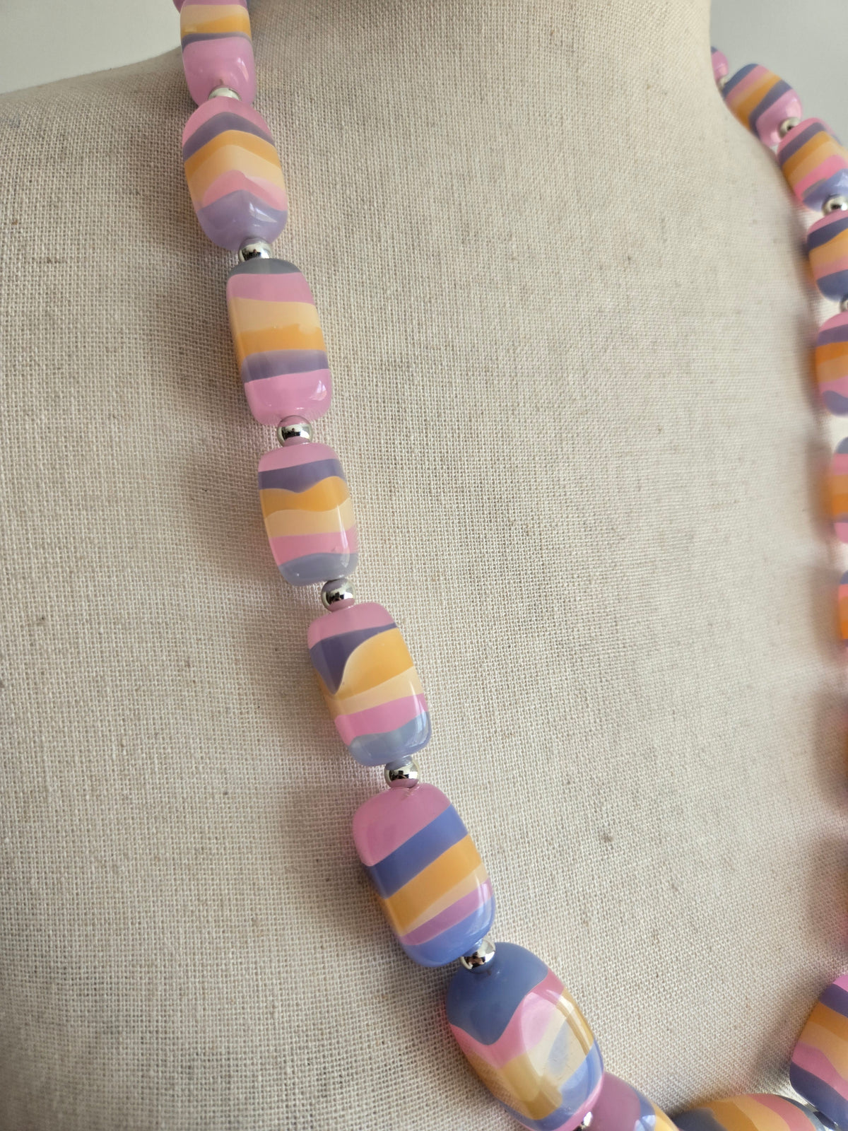 Vintage Colorful Acrylic Bead Statement Necklace