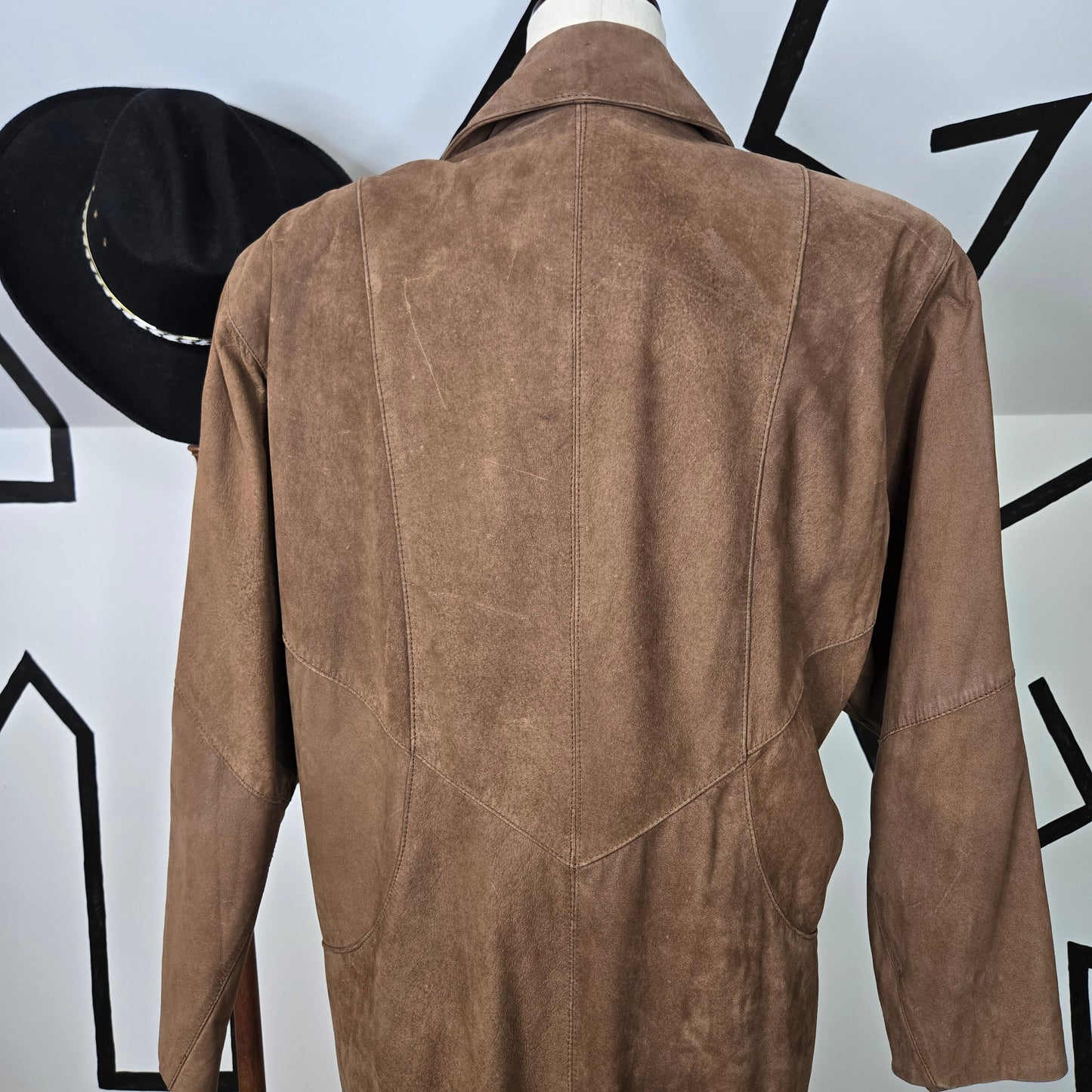 G-III Vintage Leather Suede Trench Coat with Western Liner - large