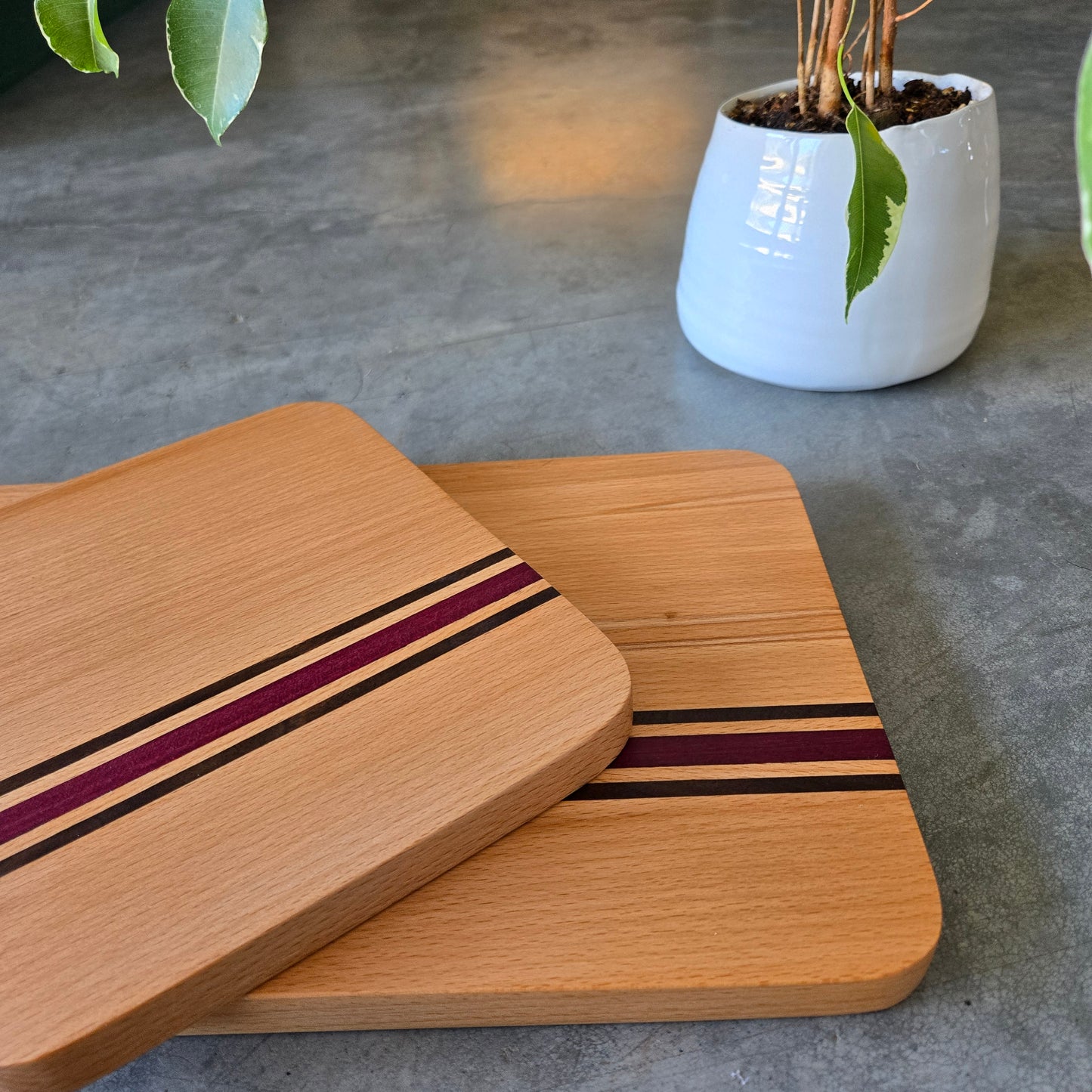 Purpleheart Stripe Cutting Board Two-Piece Set