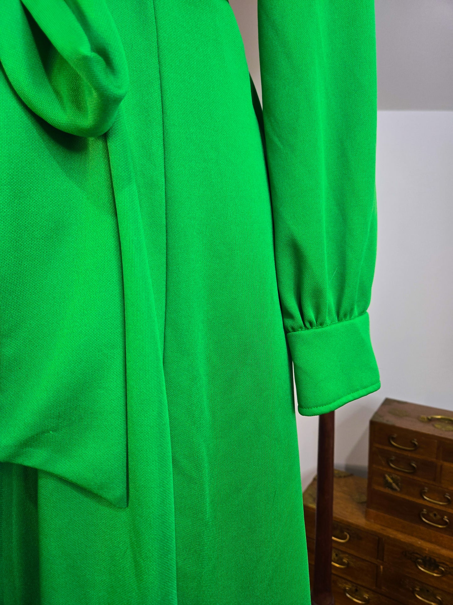 Vintage 70s Lime Green Button Down Mini Dress - L/XL