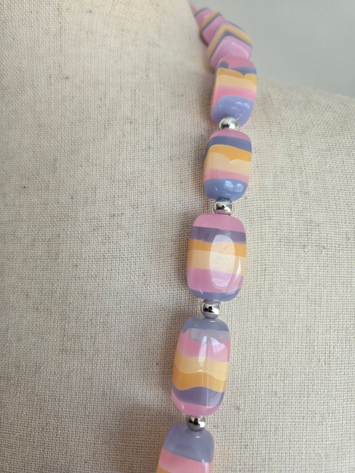 Vintage Colorful Acrylic Bead Statement Necklace