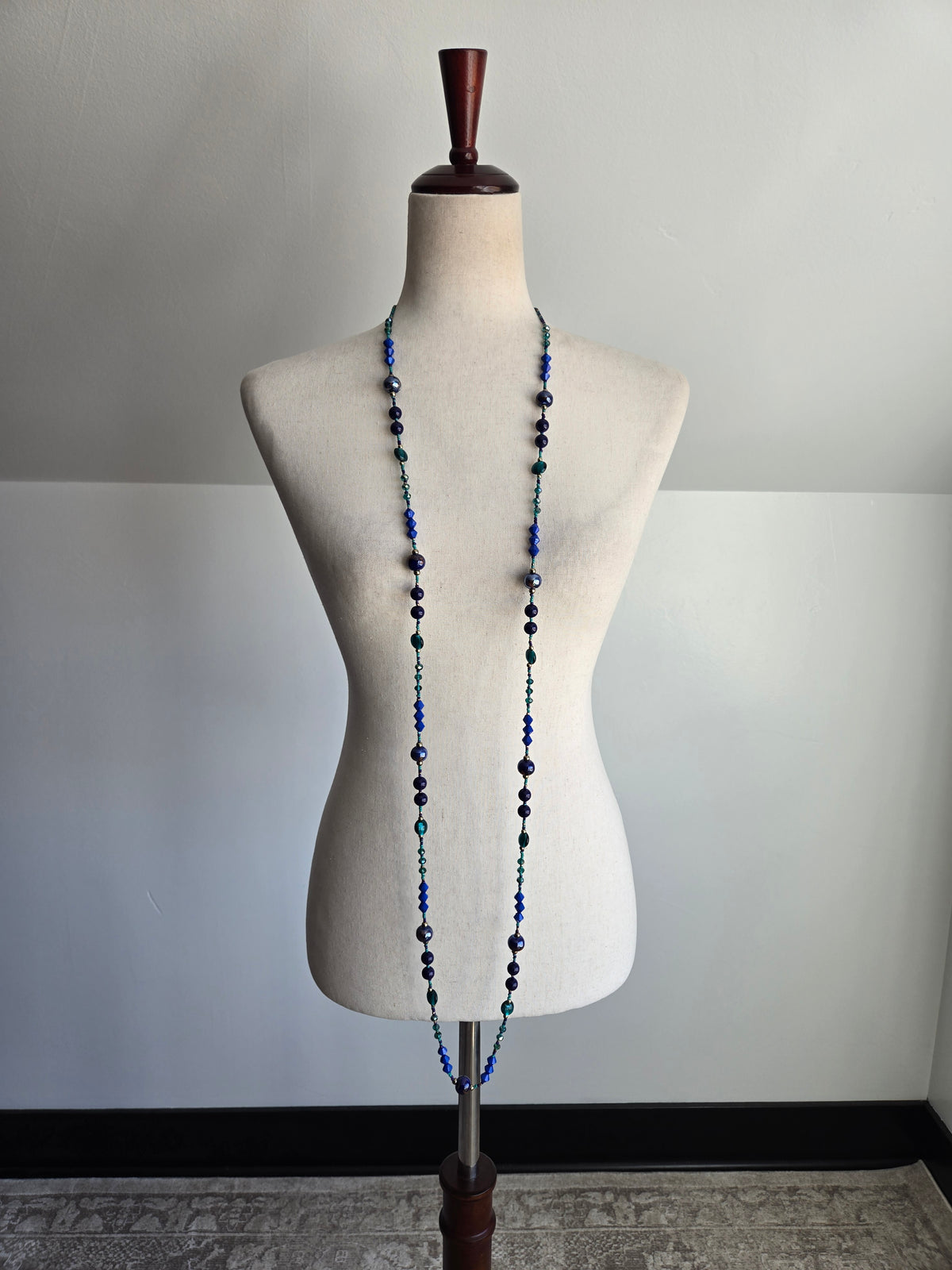 Premier Designs Cobalt Glass Bead Super Long Necklace