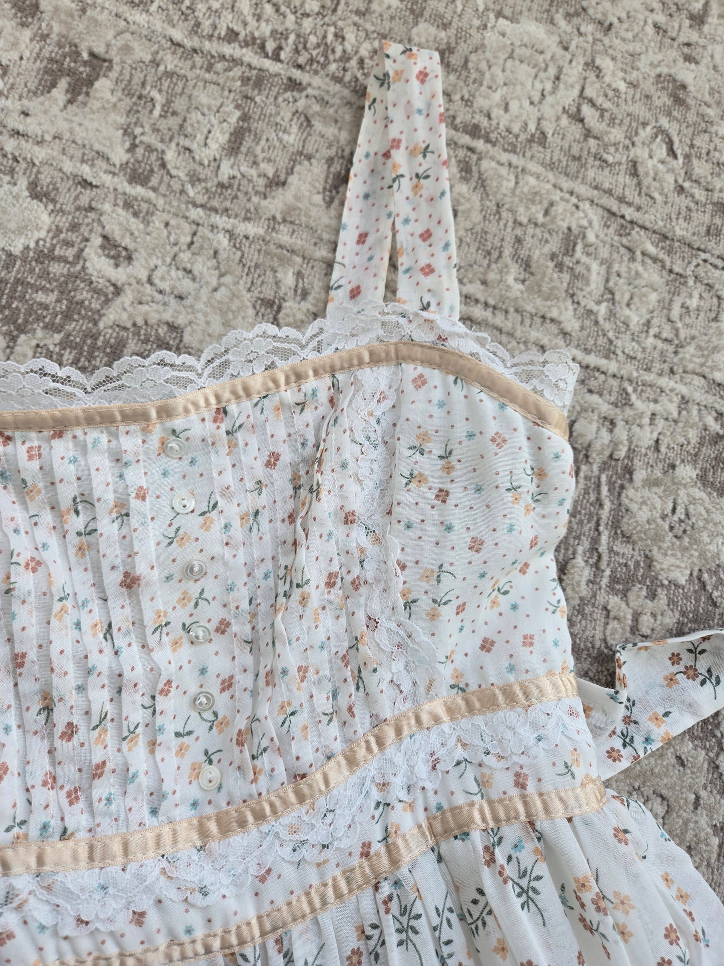 Gold Label Gunne Sax by Jessica San Fransisco Vintage 70s Calico Tiered Maxi Dress - XS