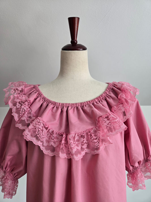 Vintage Pink Cotton Western Prairie Top - L/XL