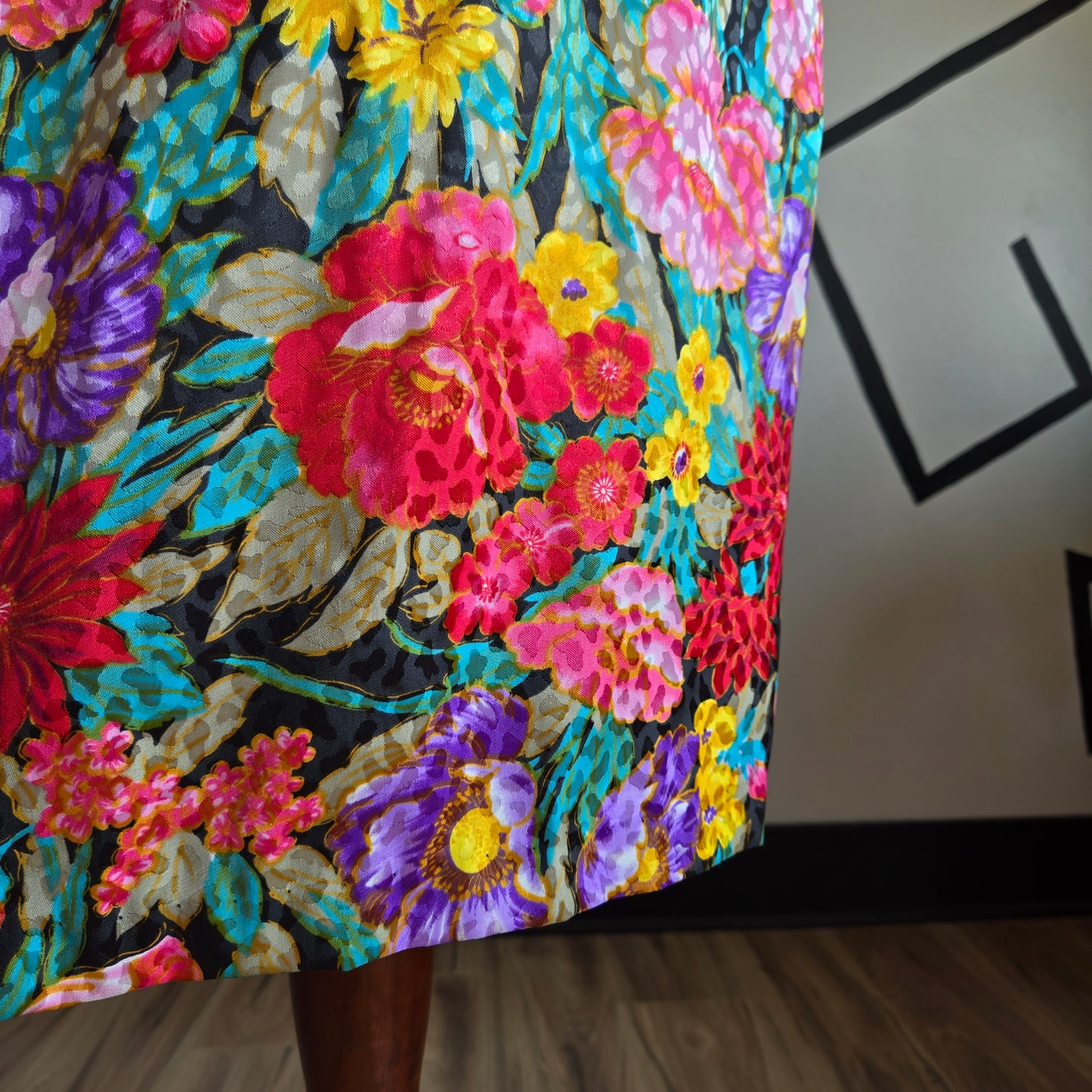 Vintage Embossed Bright Floral Skirt - medium