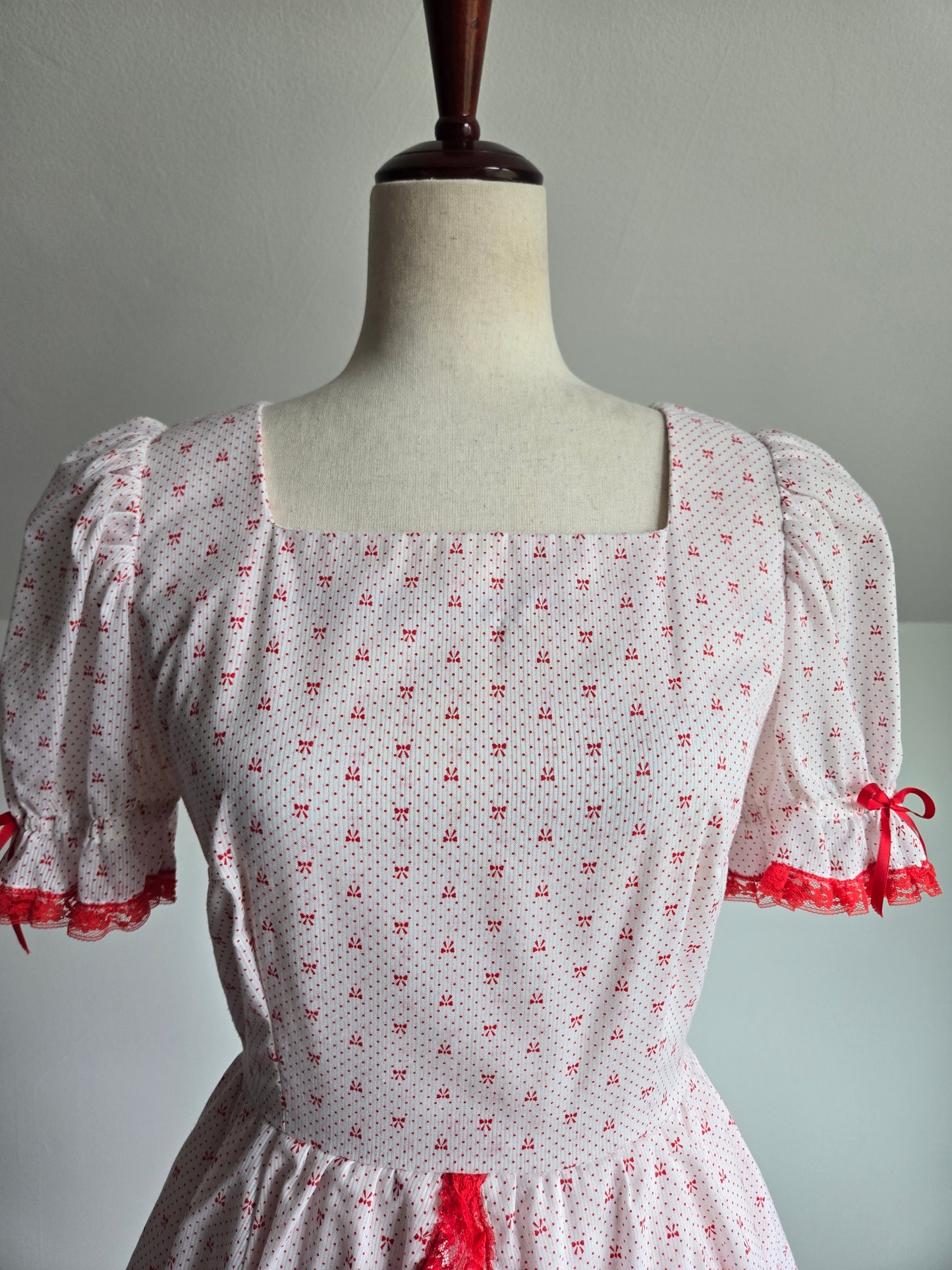 True Vintage 1960s Western Swing Dancing Dress Red and White - Small