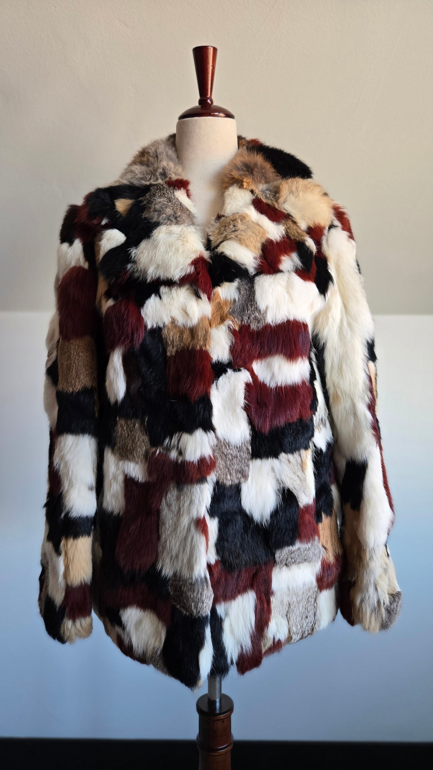 Furmoste Vintage 1970s Patchwork French Rabbit Fur Jacket - Medium